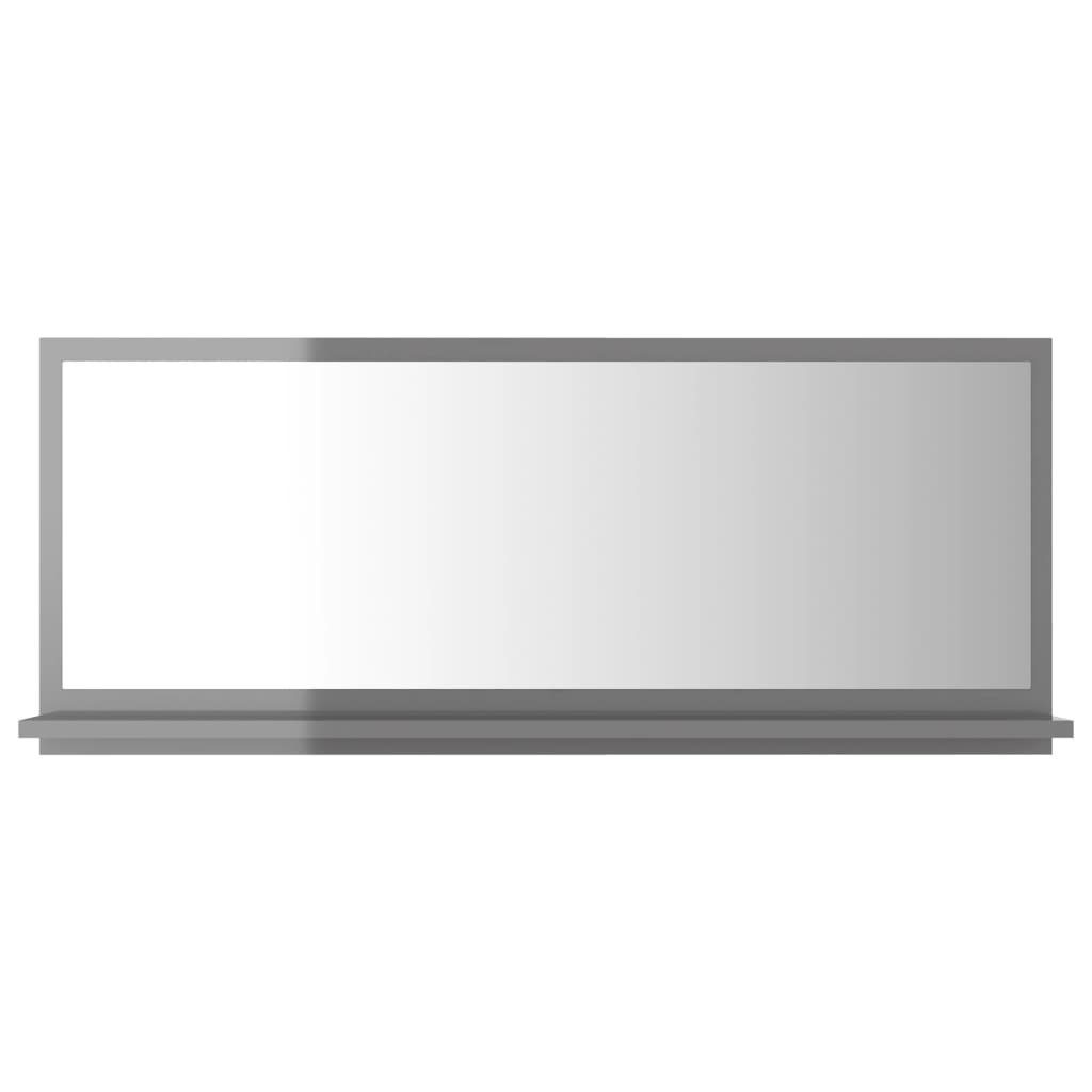 Holzwerkstoff vidaXL Badezimmerspiegelschrank cm (1-St) Hochglanz-Grau Badspiegel 90x10,5x37