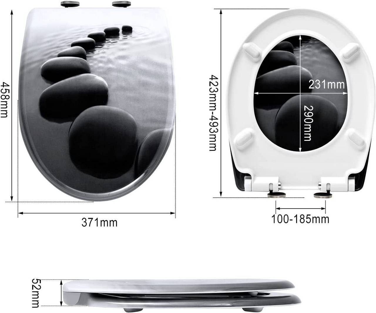 Woltu WC-Sitz (1-St), Duroplast mit Absenkautomatik und Schnellbefestigung