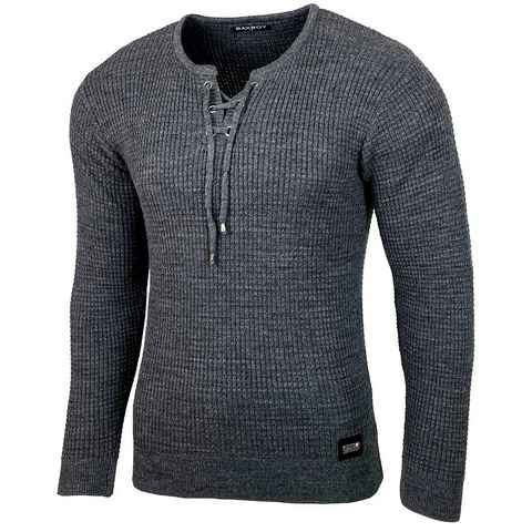 Baxboy Strickpullover Baxboy Herren Pullover Rundkragen Moderner Feinstrick Pulli