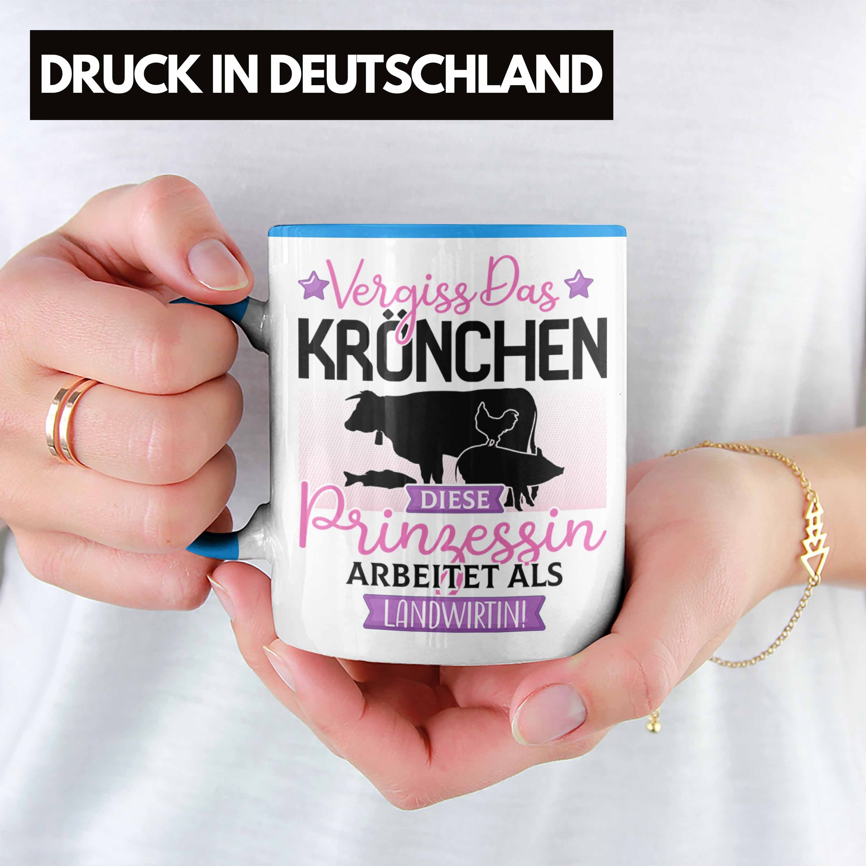 Das Spruch Trendation Tasse Vergiss Landwirtin Frauen Geschenk Diese Prin Blau Tasse Kröchen