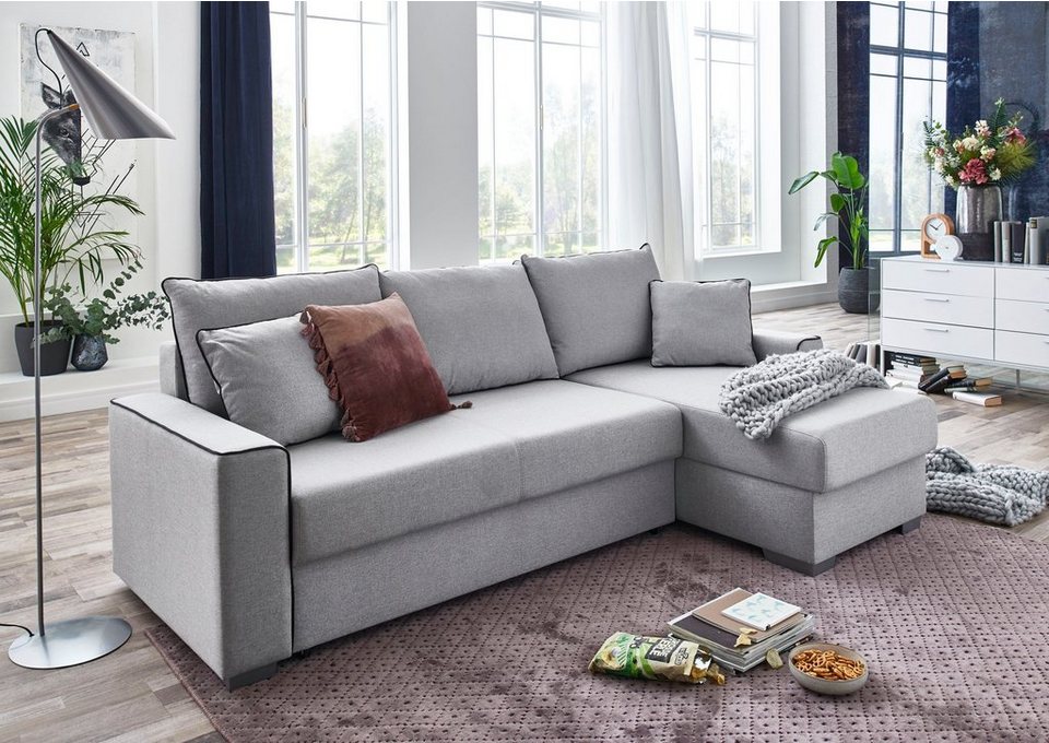 ATLANTIC home collection Ecksofa JORDAN, mit Taschenfederkern, Bettfunktion,  Bettkasten