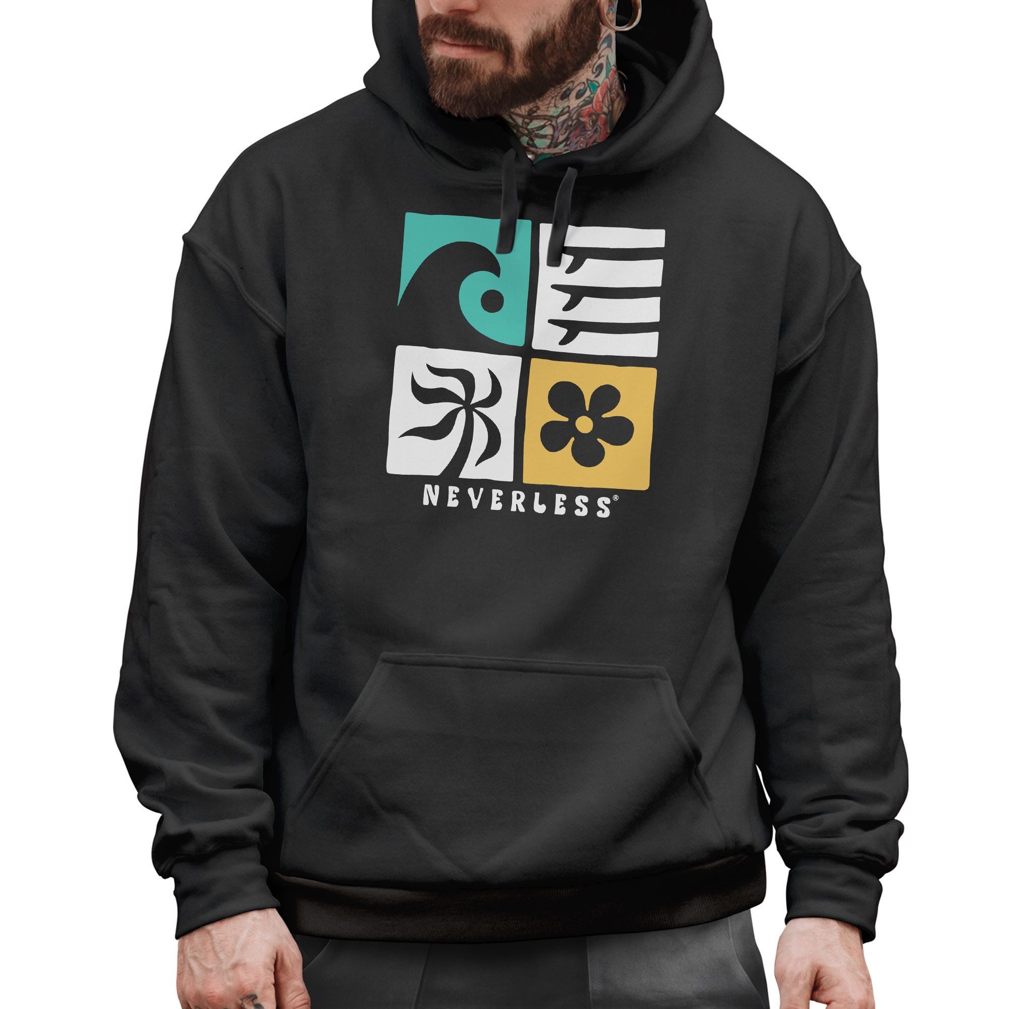 Neverless Hoodie Hoodie Herren Print Surfing günstig online kaufen