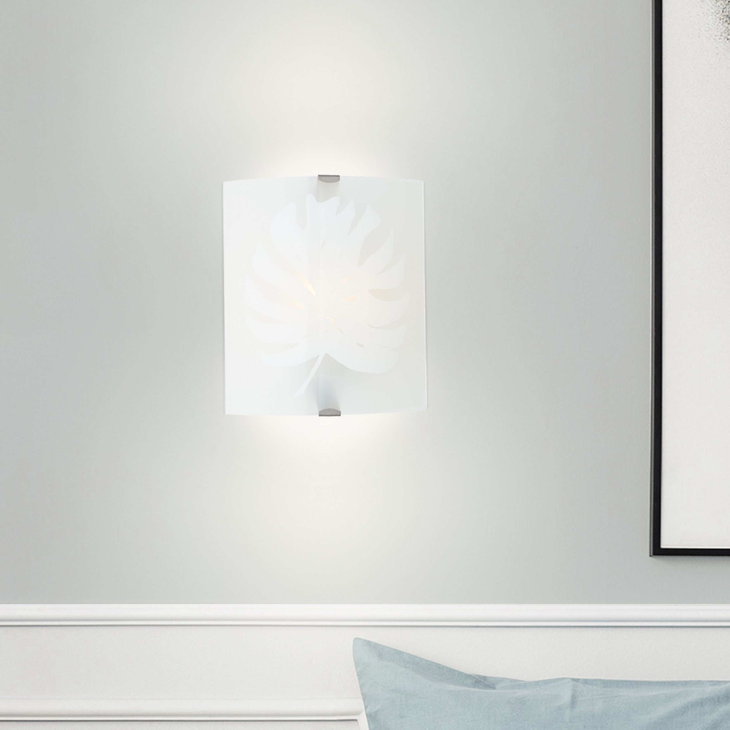Lightbox Wandleuchte, ohne Leuchtmittel, Wandlampe, 26 cm Höhe, 23 cm Länge, E27, max. 40 W, Glas/Metall, weiß