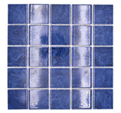 Mosani Mosaikfliesen Keramik Mosaikfliese kobaltblau hellblau Schlieren