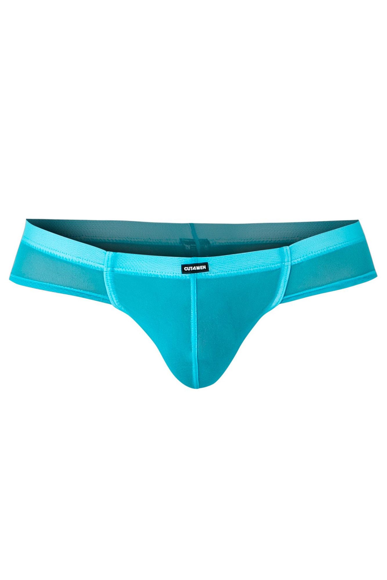Slip Türkiser Männer Brief Slip mit breitem Bund Netz transparent Mikrofase