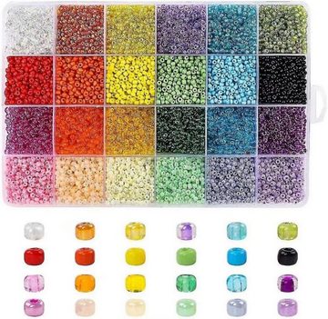 jalleria Bastelperlen Glas-Rocailles-Perlen, 24 Farben, kleine Perlen-Set, Armband-Perlen, (1-tlg)