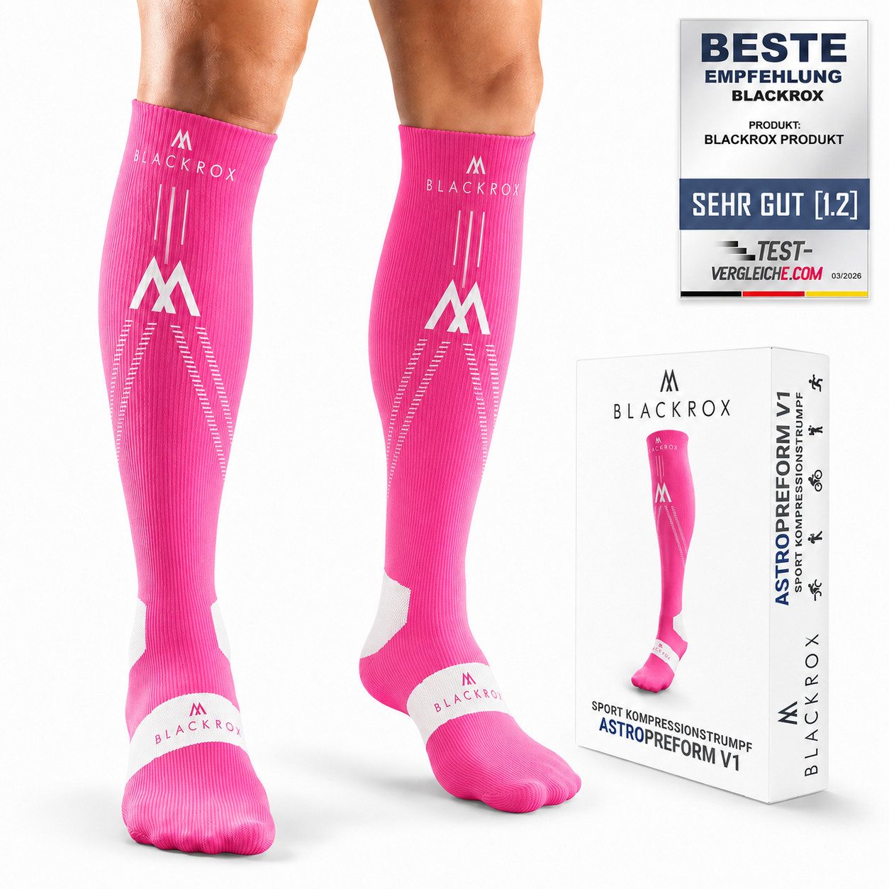 BLACKROX Kompressionsstrümpfe [Vergleichssieger 2026] Astropreform V1, Gr. S-XXL, Damen und Herren