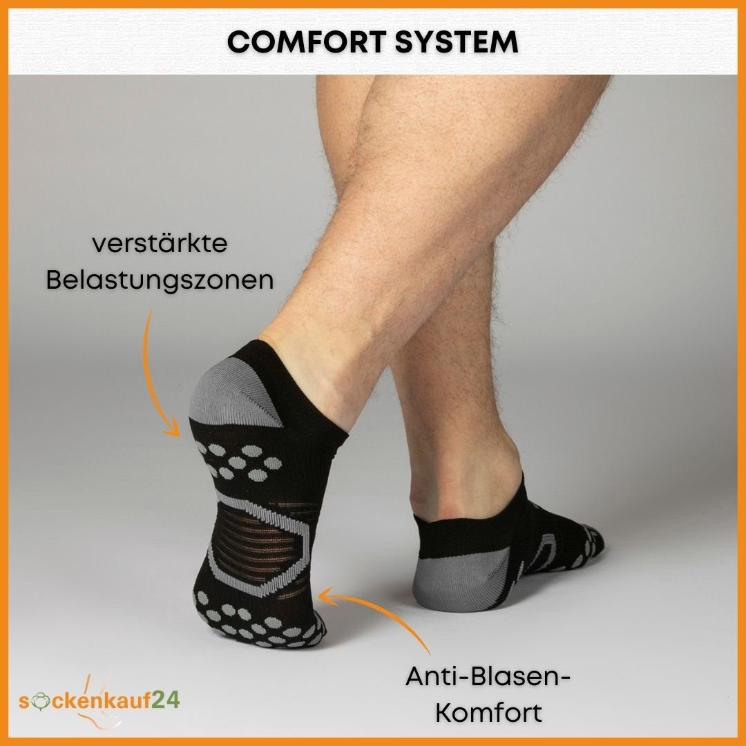 sockenkauf24 Laufsocken low Cut Sportsocken für Herren & Damen Laufsocken kurz (3xSchwarz, 3-Paar, 43-46) Atmungsaktive Running Socks 50203P WP