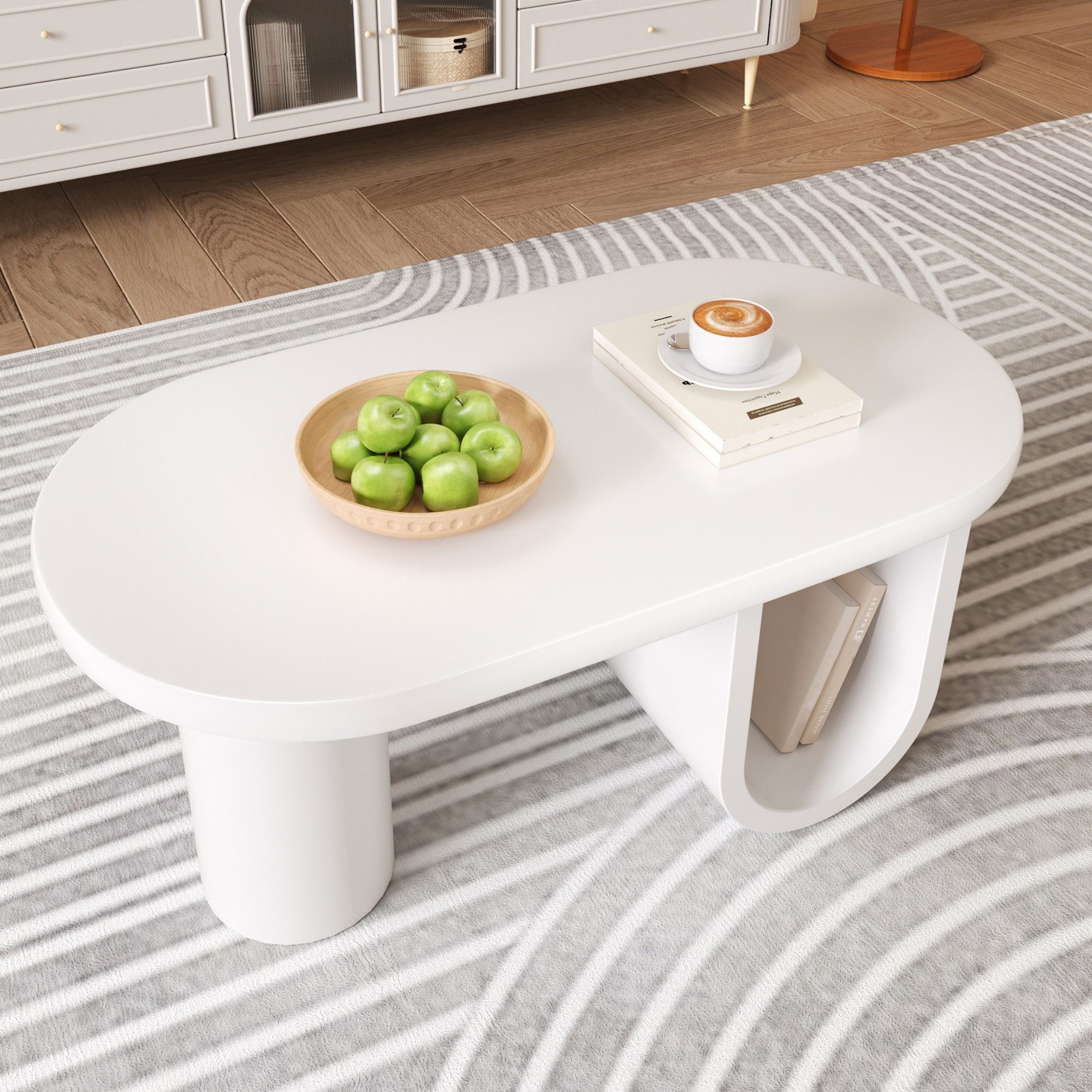 Merax Couchtisch Oval Sofatisch Kaffeetisch (1-St), Wohnzimmertisch Beistel günstig online kaufen