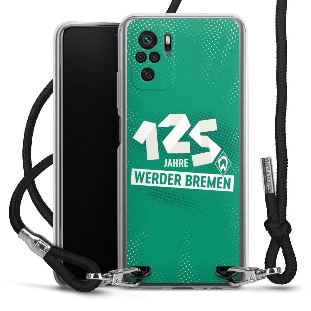 DeinDesign Handyhülle 125 Jahre Werder Bremen Offizielles Lizenzprodukt, Xiaomi Redmi Note 10S Handykette Hülle mit Band Case zum Umhängen