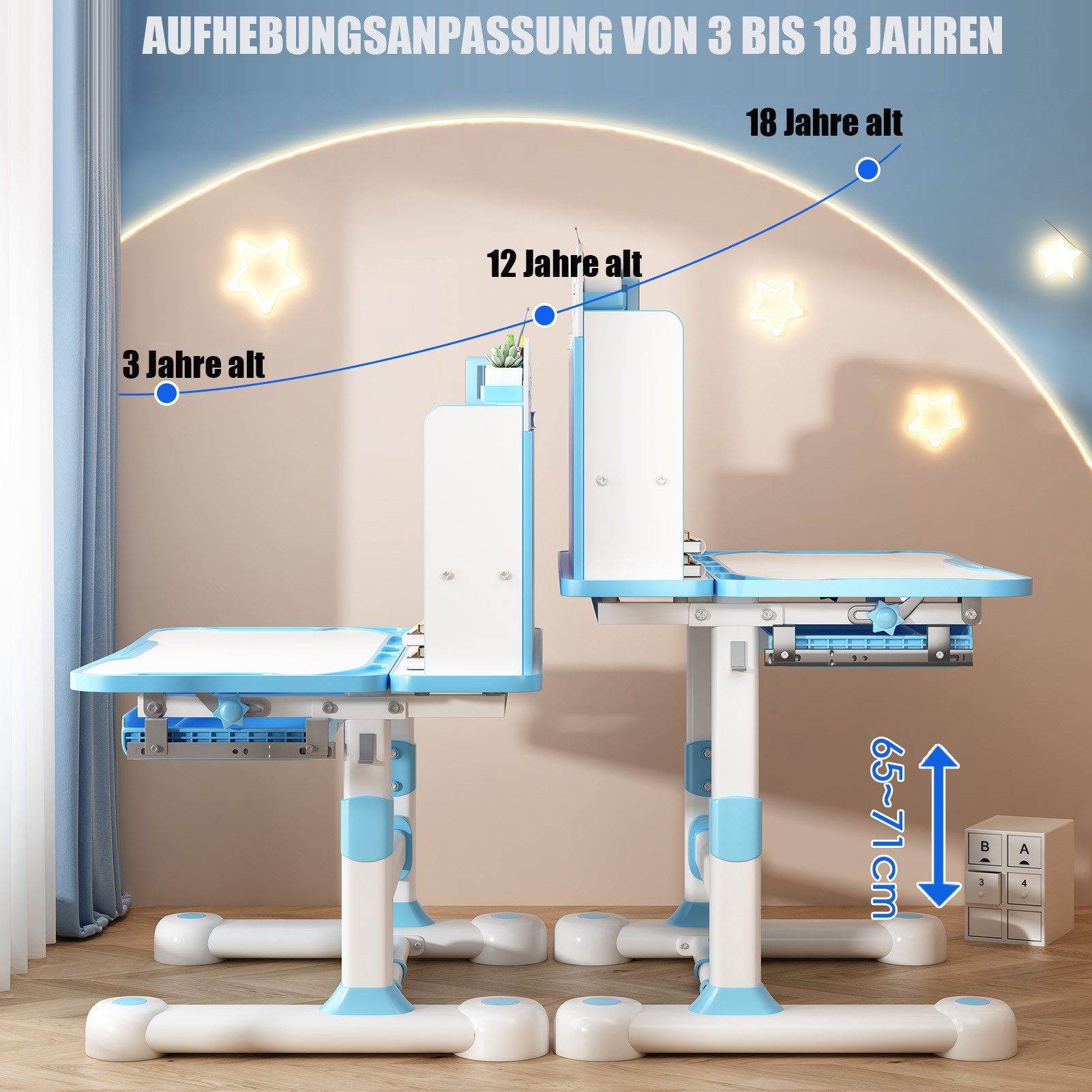 Rutaqian Kinderschreibtisch Kinder-Schreibtisch- und Stuhl-Set,Höhenverstel günstig online kaufen