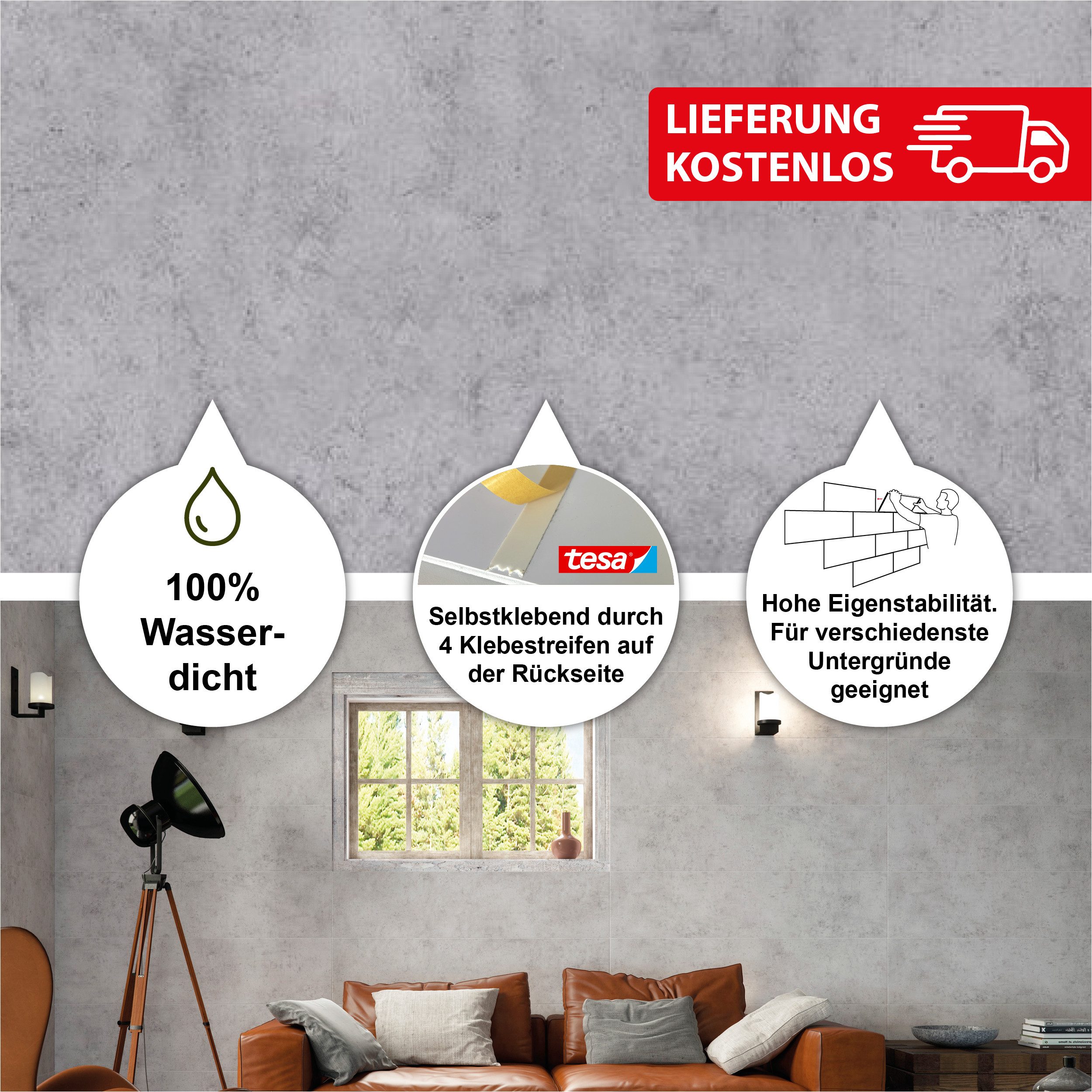 BARIDECOR Wandpaneel wasserfeste Wandfliese selbstklebend, BxL: günstig online kaufen
