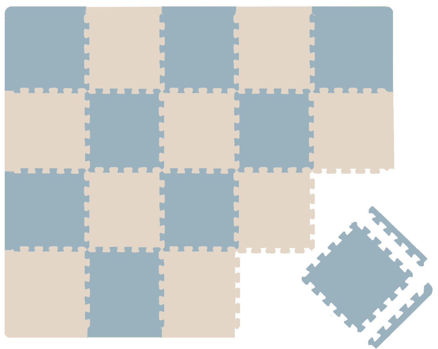 LittleTom Puzzlematte für Kinder - 18 Teile Spielmatte 30x30 cm - TÜV Geprüfte Krabbelmatte, (18-tlg), Spielunterlage für Drinnen und Draußen - Kinderzimmer Puzzleteppich