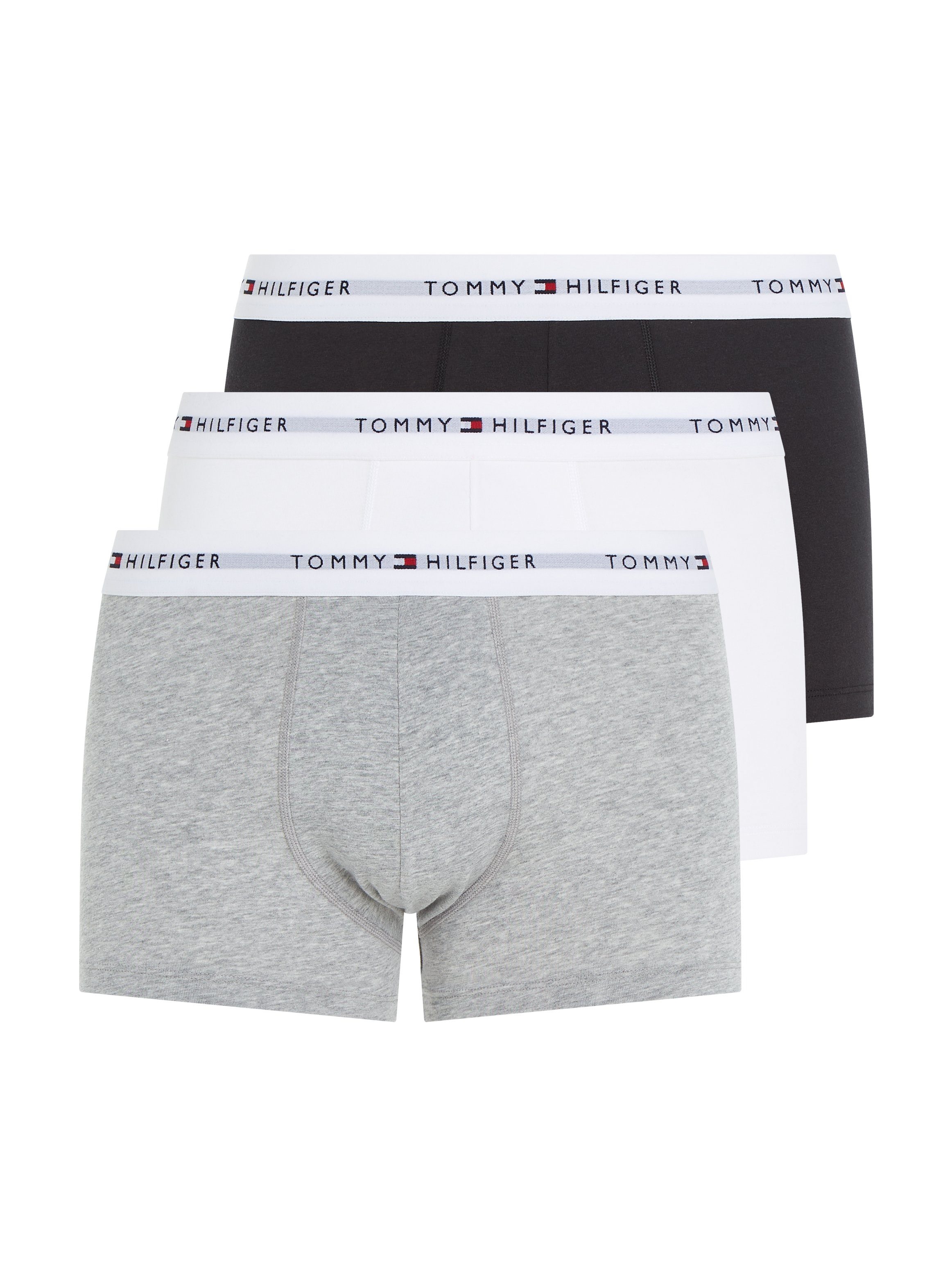 Tommy Hilfiger Underwear Trunk 3P TRUNK (Packung, 3-St., 3er-Pack) mit Logo-Elastikbund Grey-Heather/Black/White