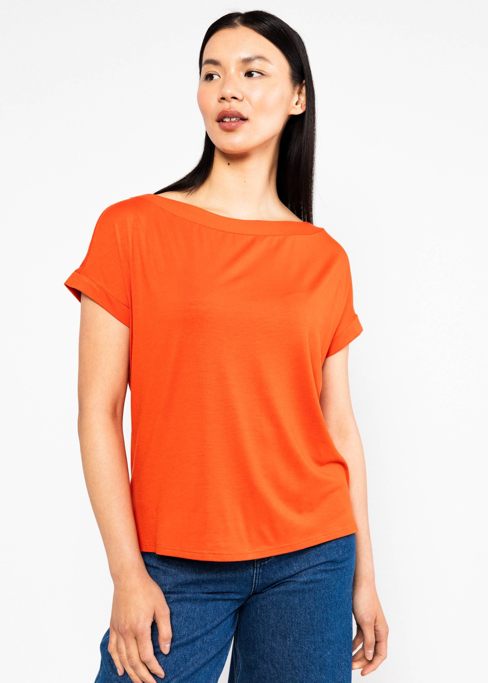 Blutsgeschwister Kurzarmshirt Flowgirl - Shirt Damen - Top - Basicshirt - rotes Damenshirt