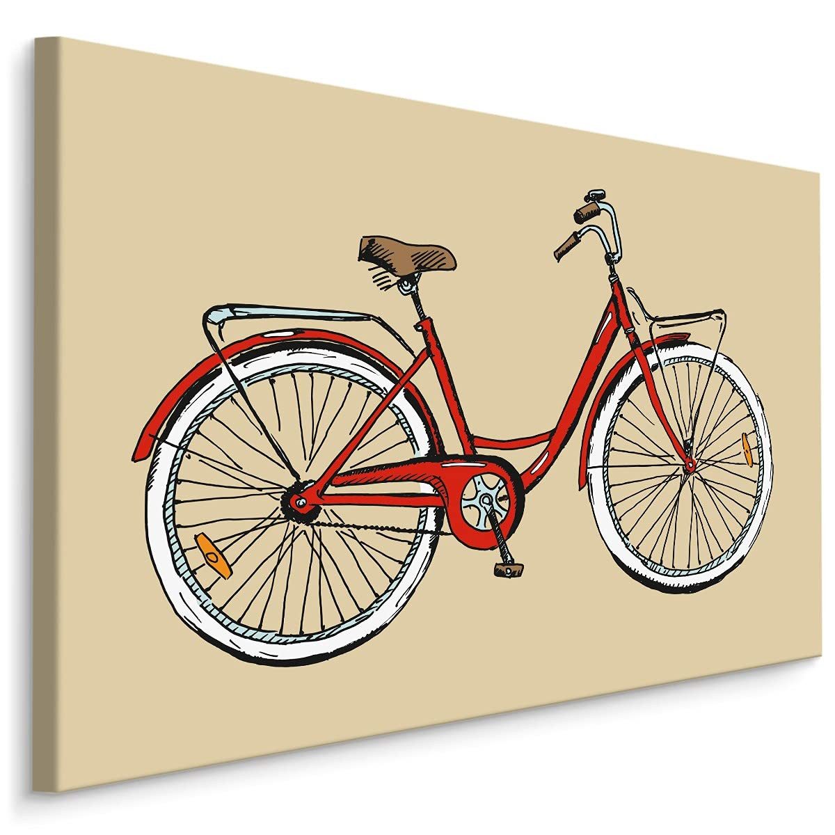 Muralo Leinwandbild Abstrakt – Leinwandbild Wandbild Kunstdruck Wohnzimmer, Abstrakt (1 St), Rotes Fahrrad – Vintage-Stil, 30 x 20 cm, aufhängefertig