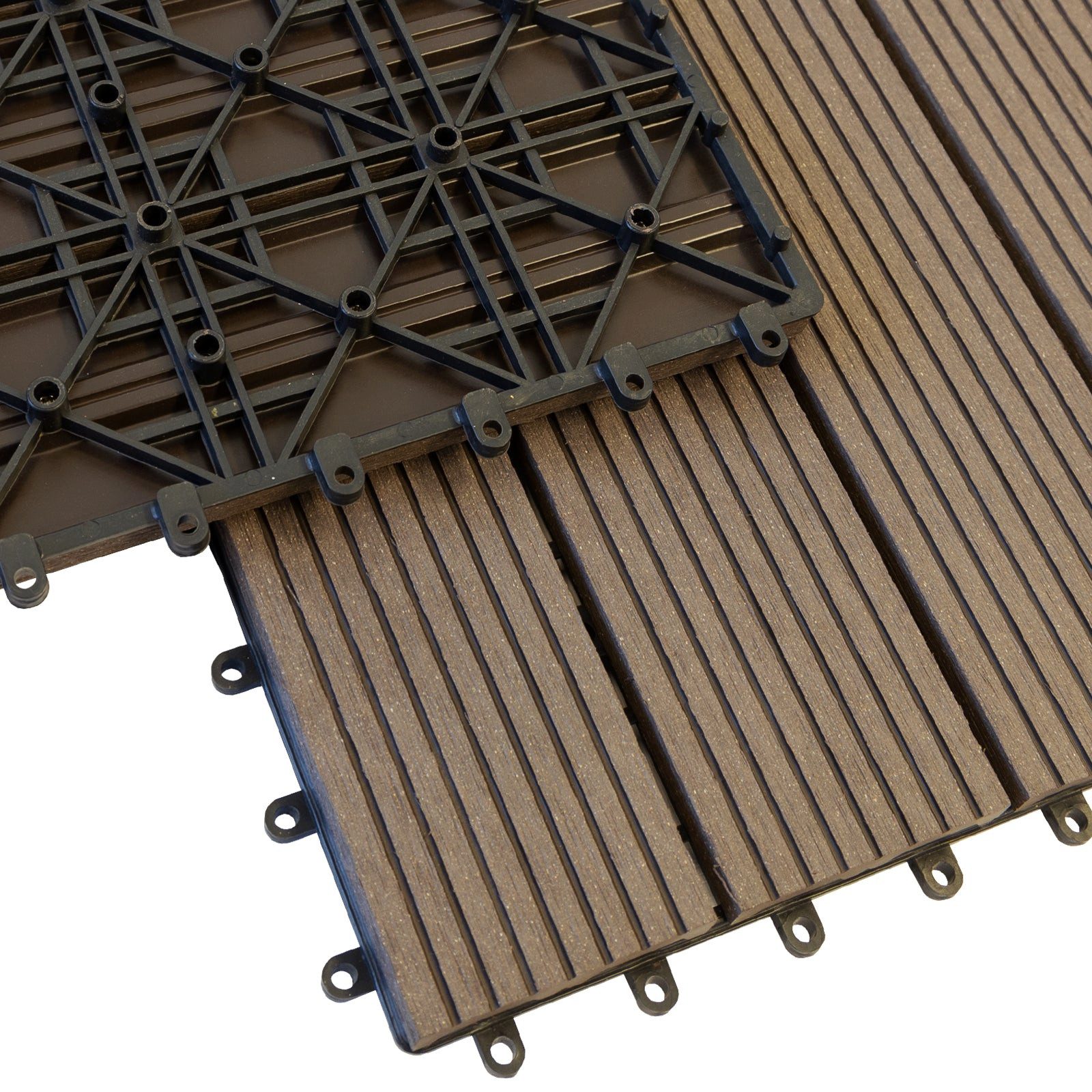 Karat Klickfliesen WPC Royal Dunkelbraun, 30x30 cm, Holzoptik, aus WPC, Stärke 22 mm