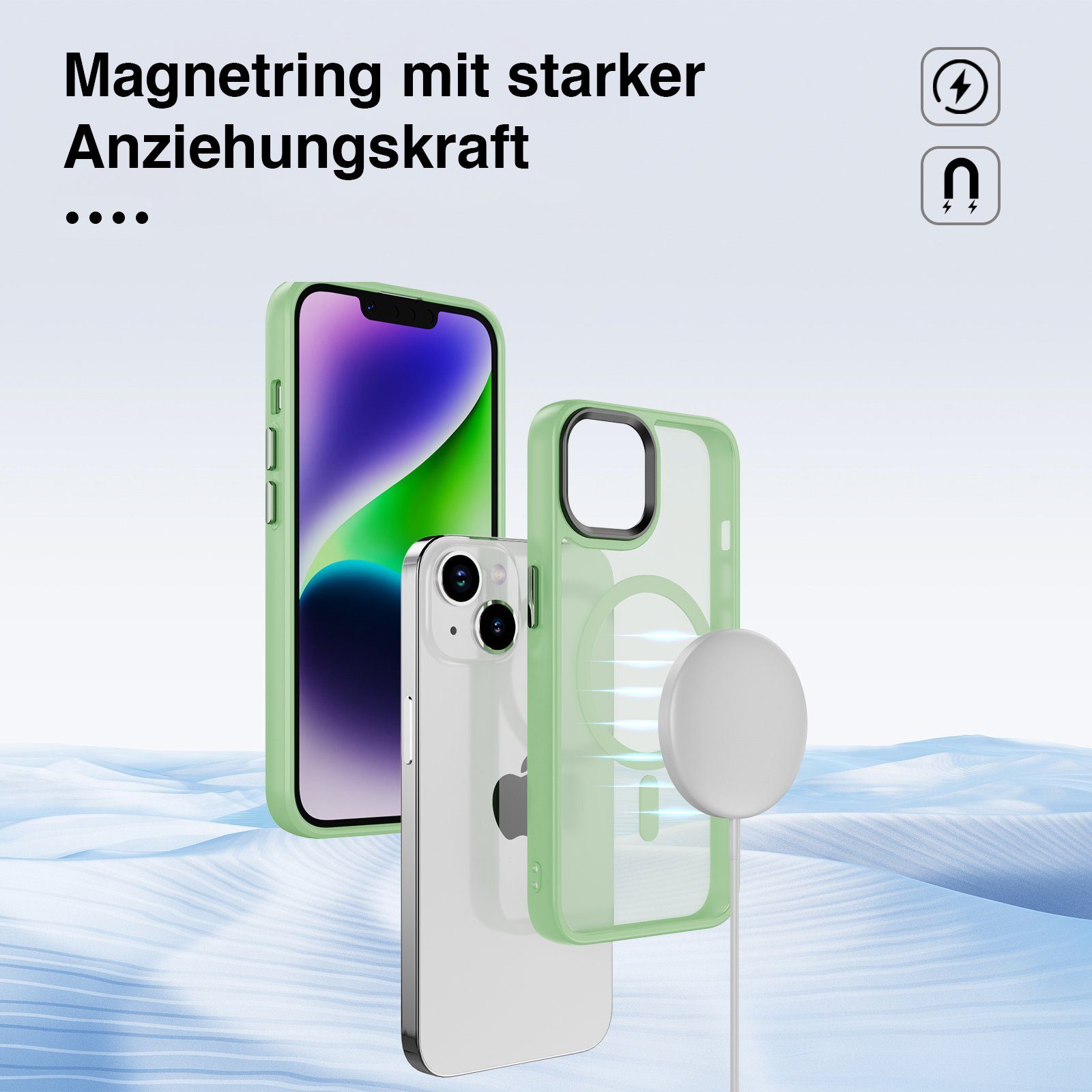 Tec-Expert Handyhülle Magnet Hülle für Apple iPhone 13 6.1 Zoll, 6.1, kompatibel zu Magsafe magnetisches Laden