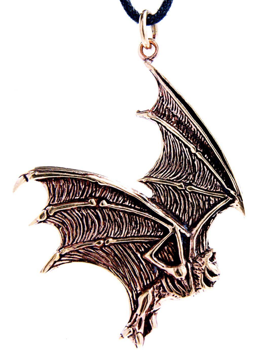 Kiss of Leather Kettenanhänger großer plastischer Fledermaus Gothic LARP Vampir Bat Anhänger Bronze