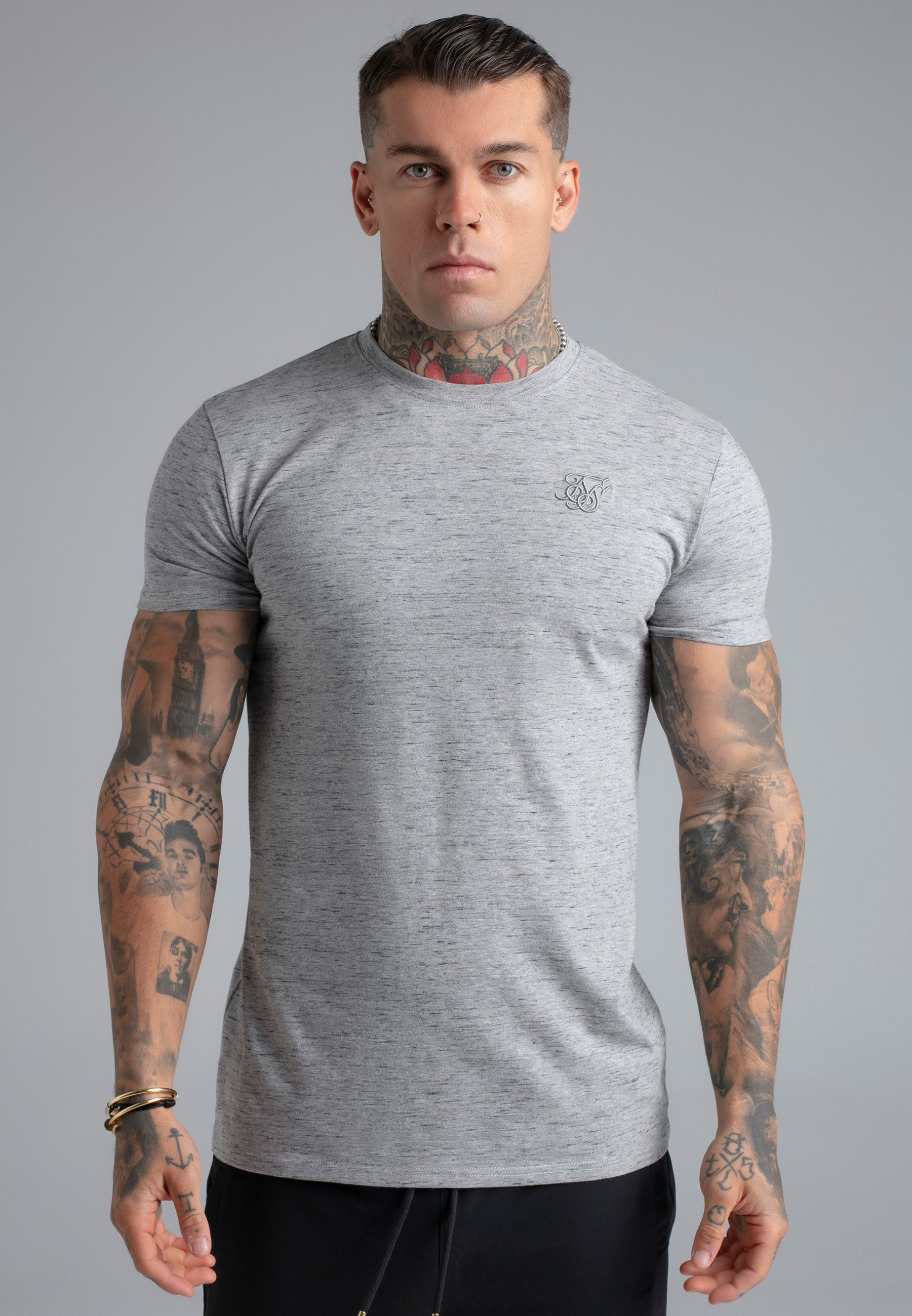 T-Shirt SikSilk Herren Grau Marl T-Shirt