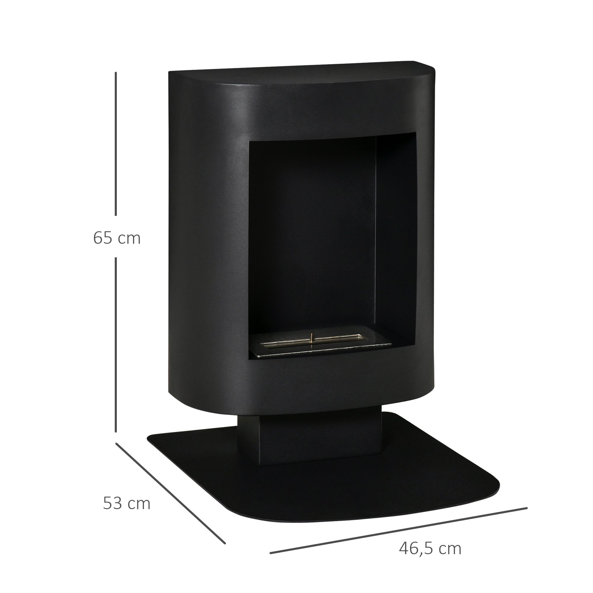 HOMCOM Echtfeuer-Dekokamin Alkohol-Kamin, Bio-Ethanol-Brenner, 1,5L, 3 Std. Brenndauer, 46,5 x 53 x 65 cm