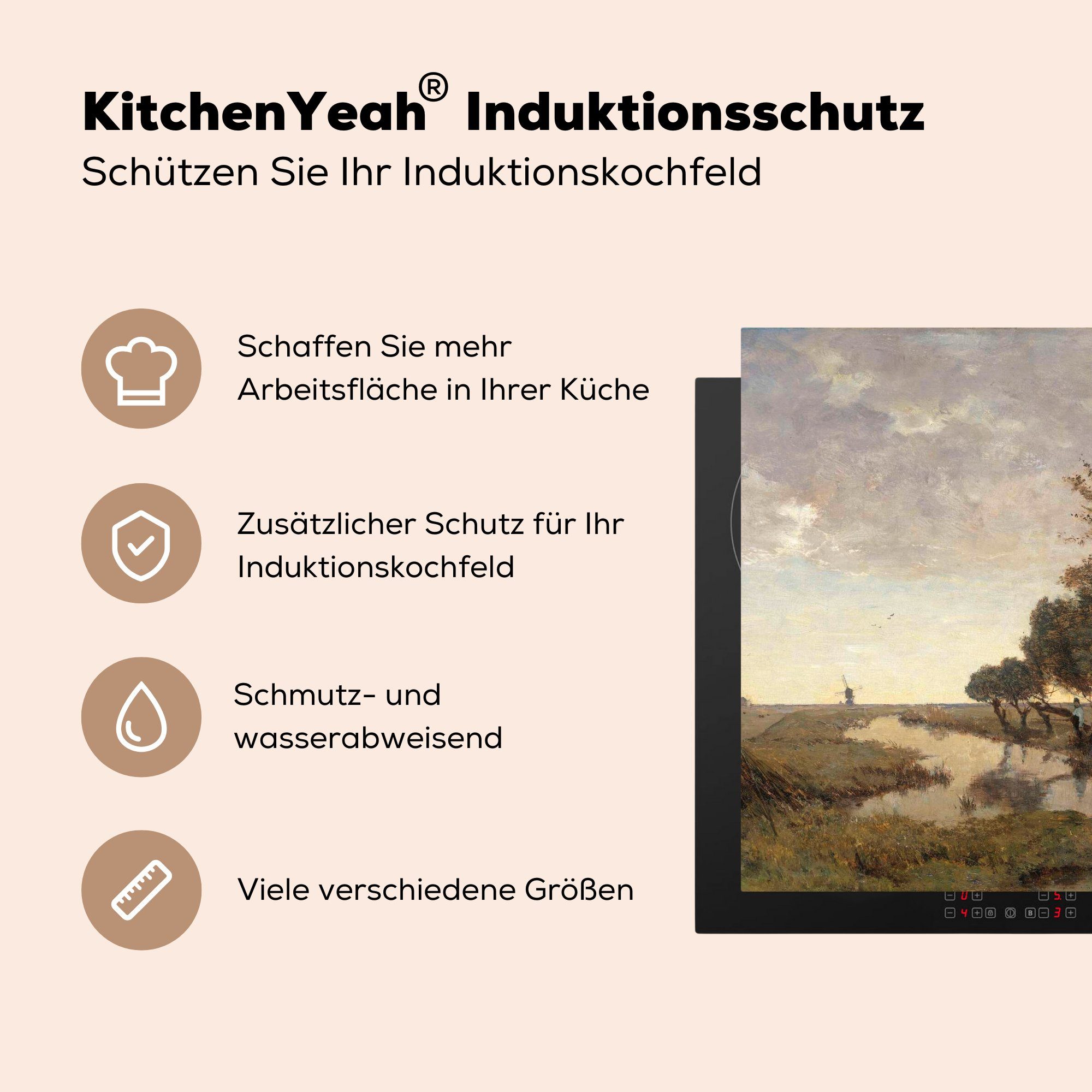 MuchoWow Herdblende-/Abdeckplatte Ein Kanal Paul Vinyl, Ceranfeldabdeckung, cm, bei tlg), (1 Gemälde von 78x78 für - Constantin, küche Joseph Abcoude Arbeitsplatte