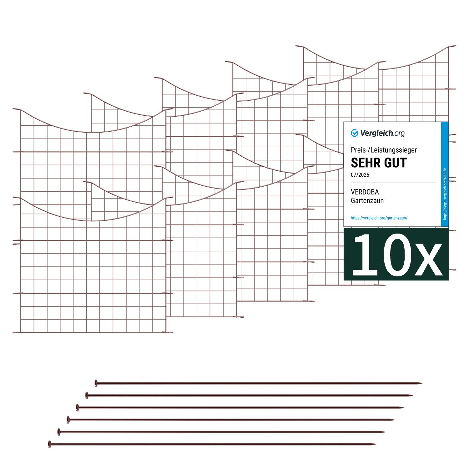 VERDOBA Zaun Teichzaun Gartenzaun Hundezaun - Metall Gitterzaun aus Zaunelementen
