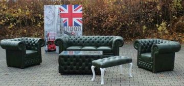 JVmoebel Chesterfield-Sofa Chestefield Ledersofa Sofagarnitur 100% Rindsleder Sofa Couch, Made in Europe