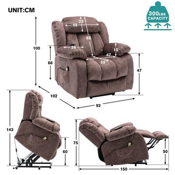 EXTSUD Massagesessel TV-Sessel, elektrisch mit Stehhilfe, TV-Sessel mit Liegefunktion (Elektrischer Massagesessel, Massagesessel mit Fernbedienung)