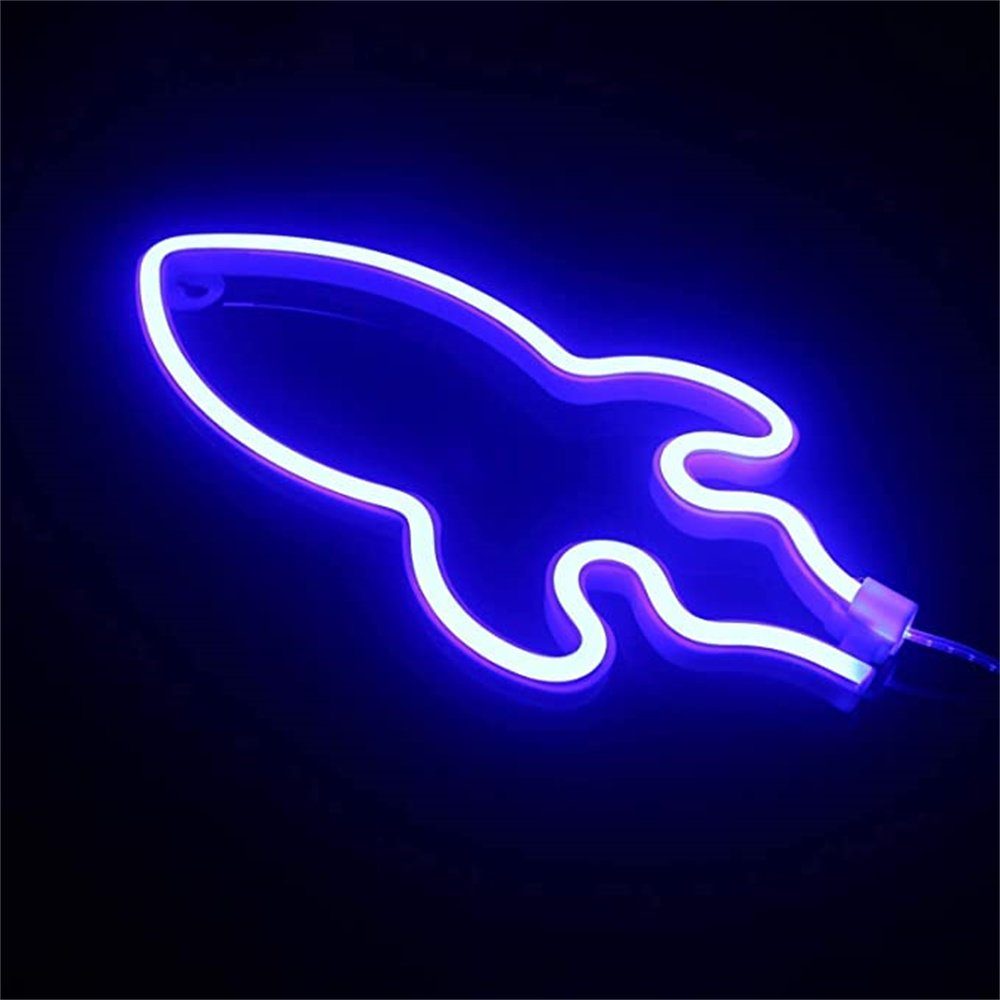 Oneid LED Stripe LED Rocket Wall Neon Powered Neonlicht USB/Battery Blau Decor Neon