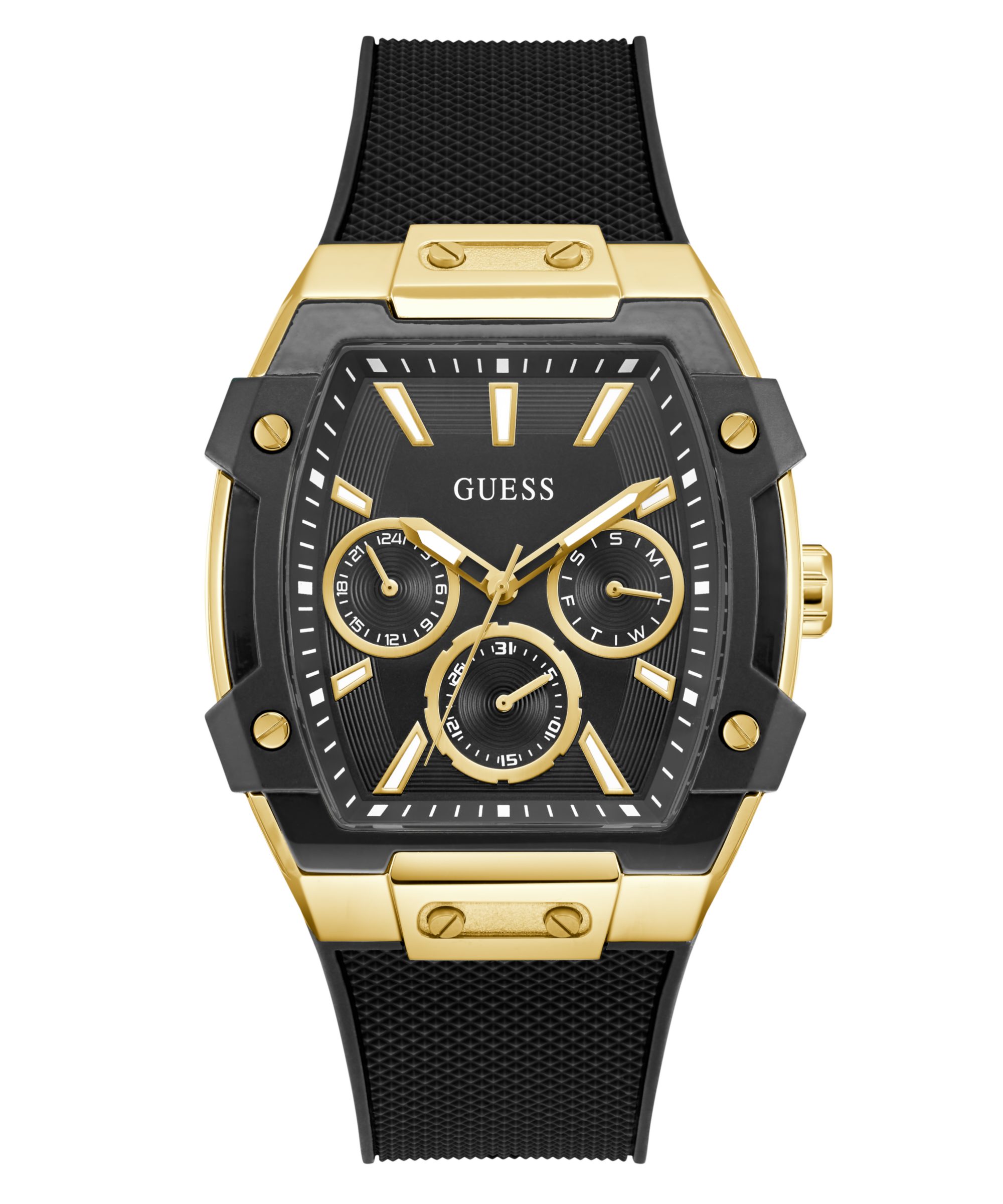 Guess Multifunktionsuhr PHOENIX GW0956G2, Quarzuhr, Armbanduhr, Herrenuhr, Silikonarmband, Datum