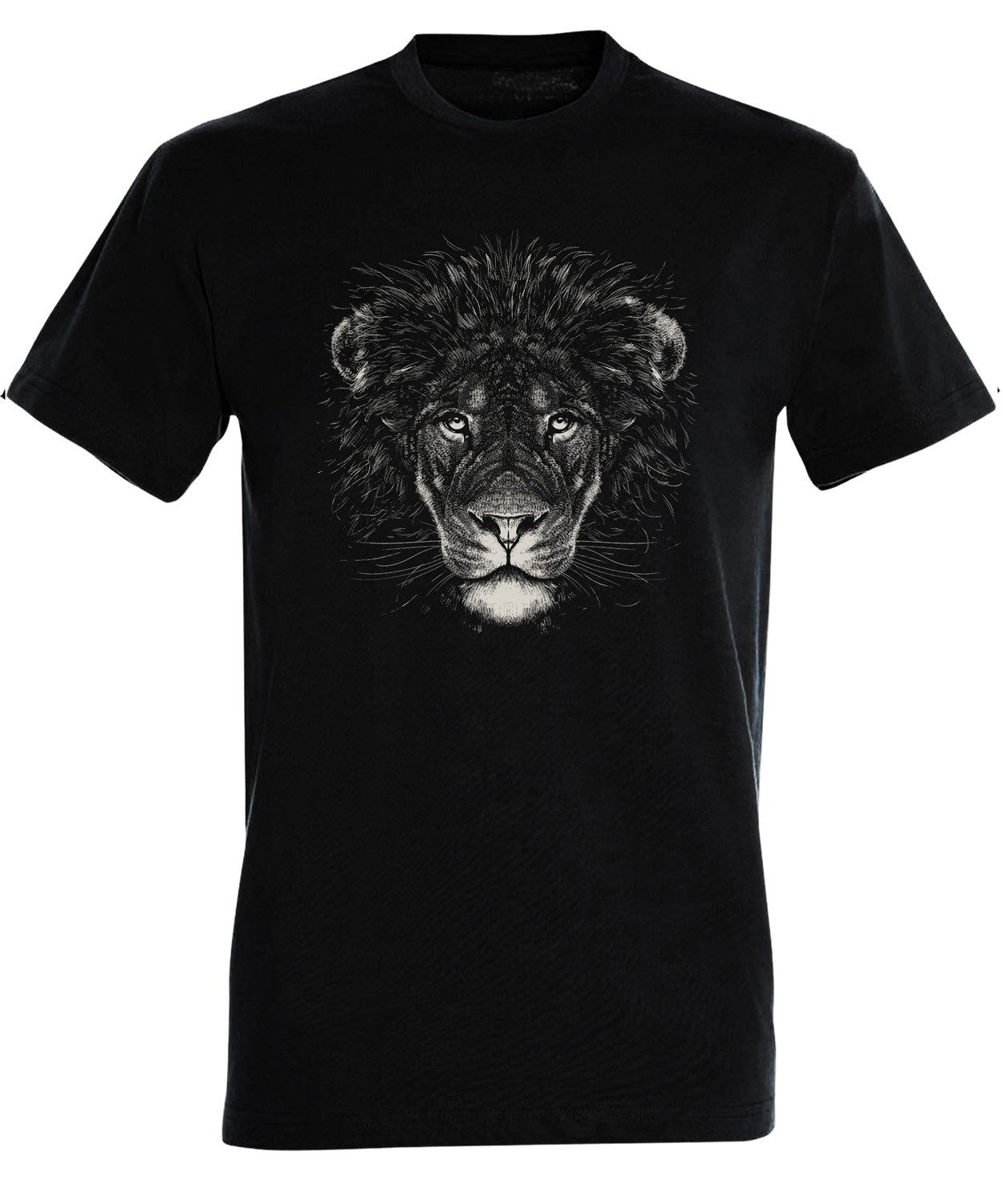 MyDesign24 T-Shirt Herren Print Shirt - Majestätischer Löwenprint Baumwollshirt „Löwenkopf“ Brustprint Regular Fit i367