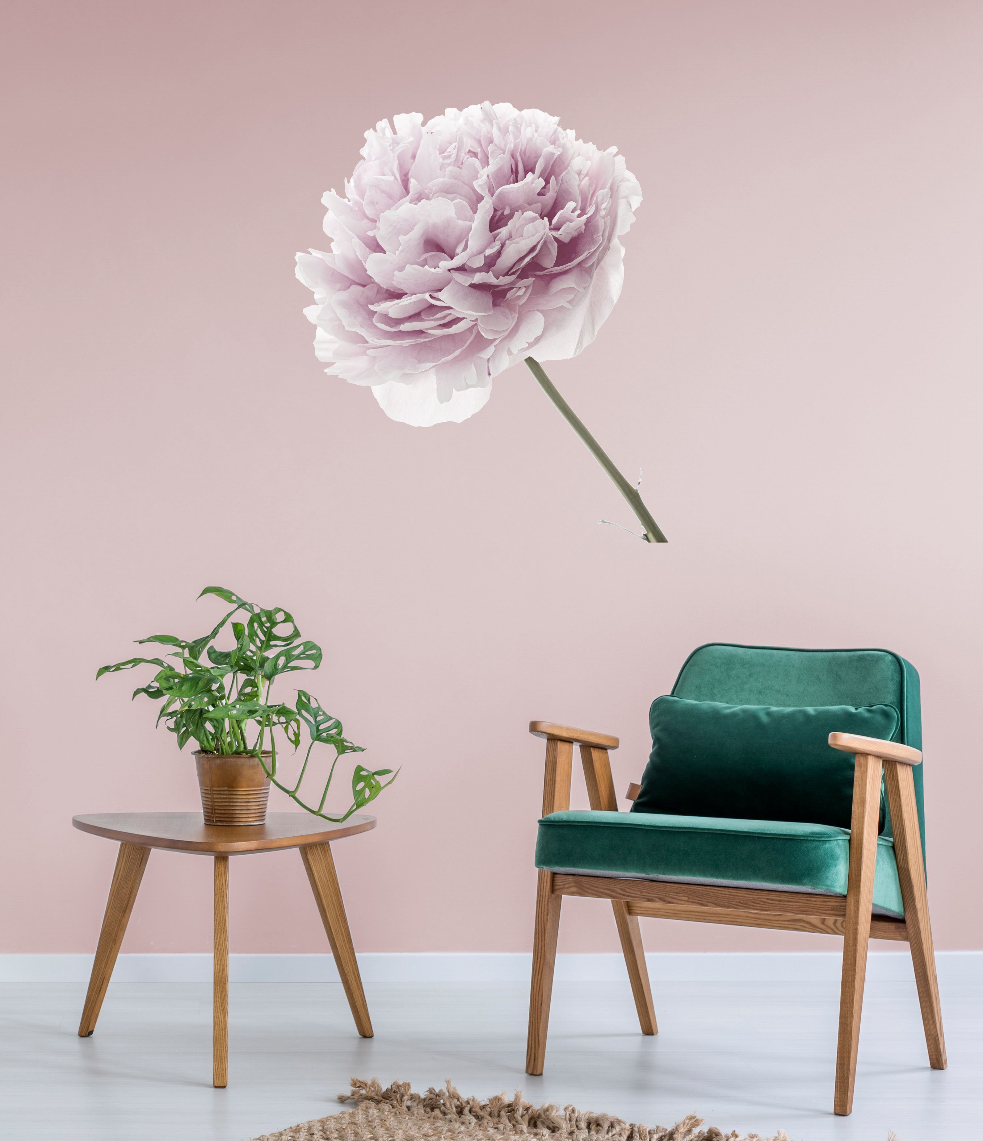 queence Wandtattoo Anna (1 St), Wandbild, Sticker, rosa, Blume, Blüte, selbstklebend