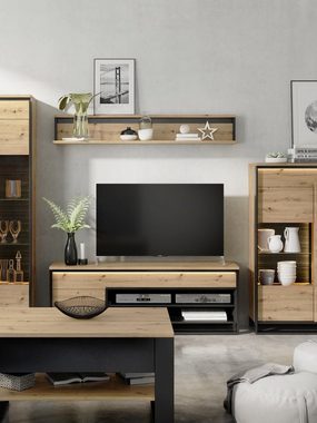Compleo TV-Schrank LIMA, Loft Stil Lowboard mit Schubladen und LED-Beleuchtung Fernsehtisch