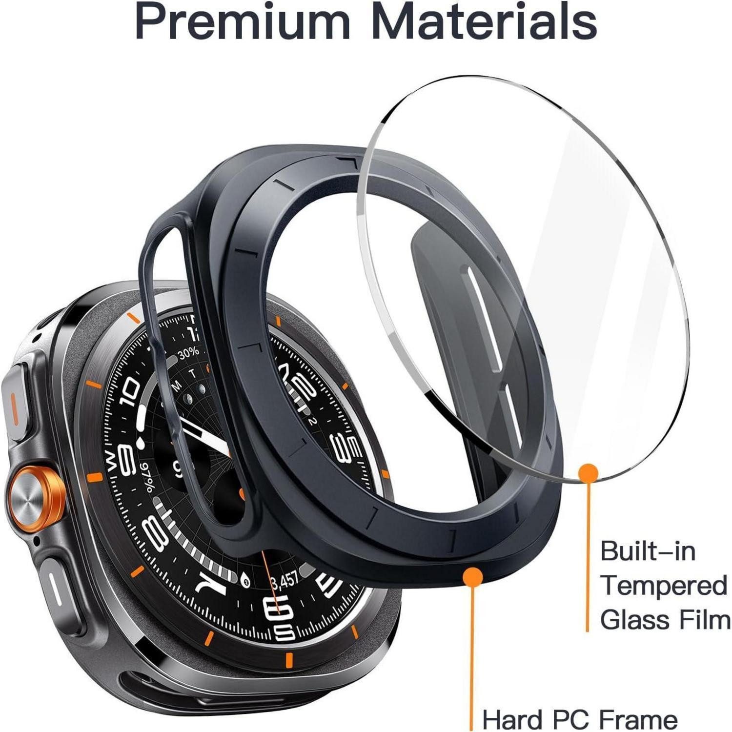 LuxusKollektion Smartwatch-Hülle Schutzhülle mit Gehärtetem Glas für Samsung Galaxy Watch Ultra – Bild 3 von 5