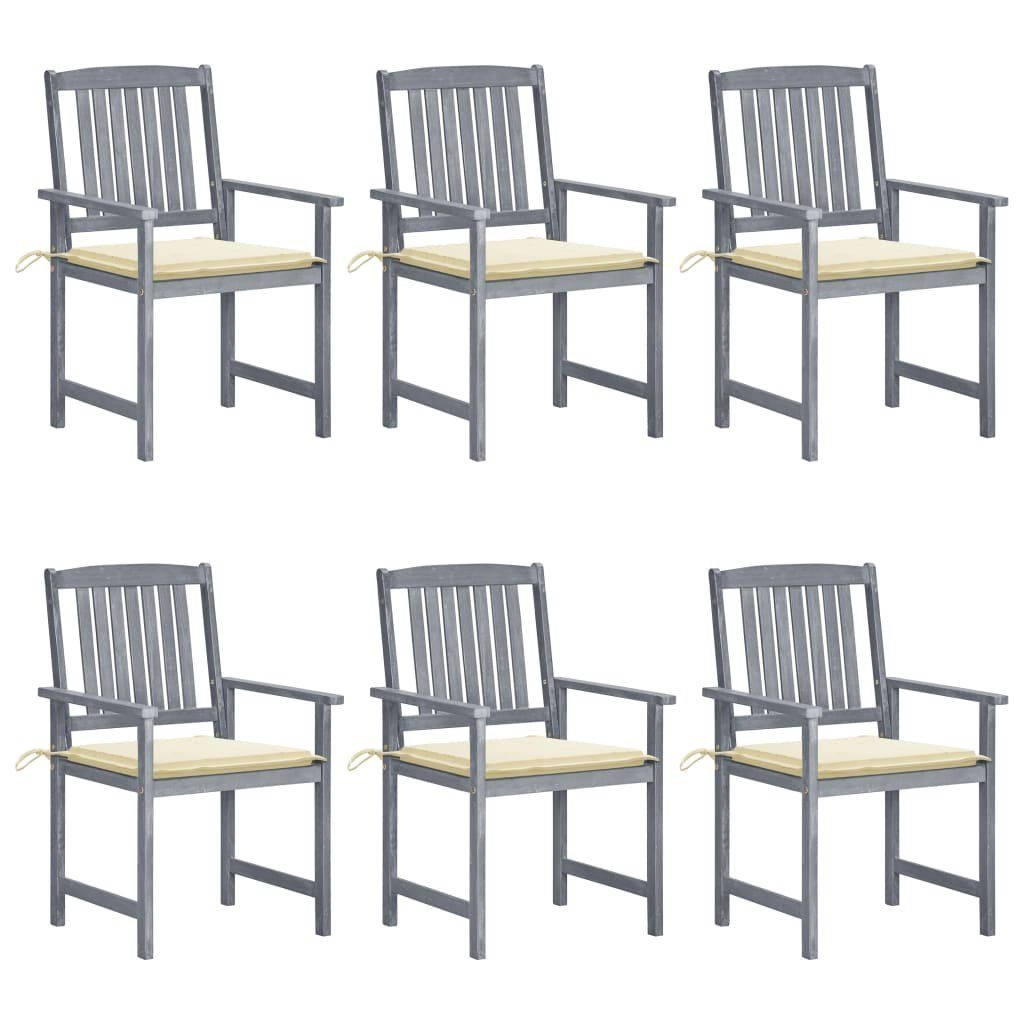 Gartenstuhl Gartenstühle mit Kissen 6 Stk. Massivholz Grau