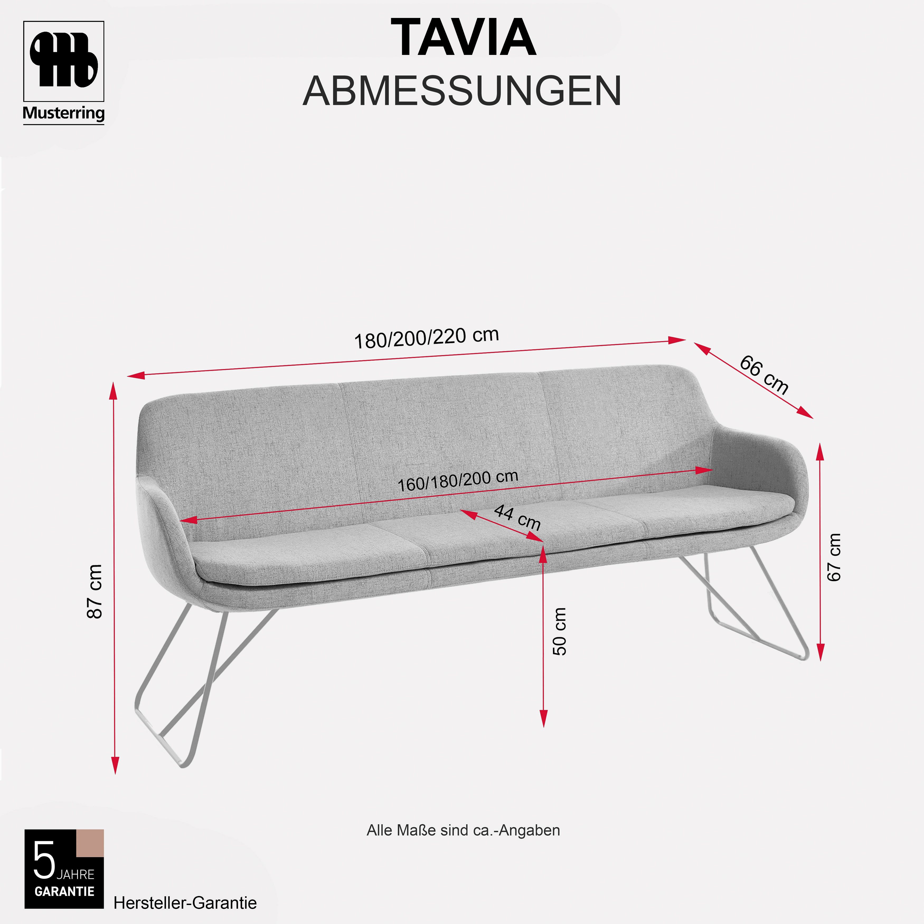 Musterring Essbank Tavia, Schlittengestell in drei Ausführungen, Breite 180, 200 oder 220 cm