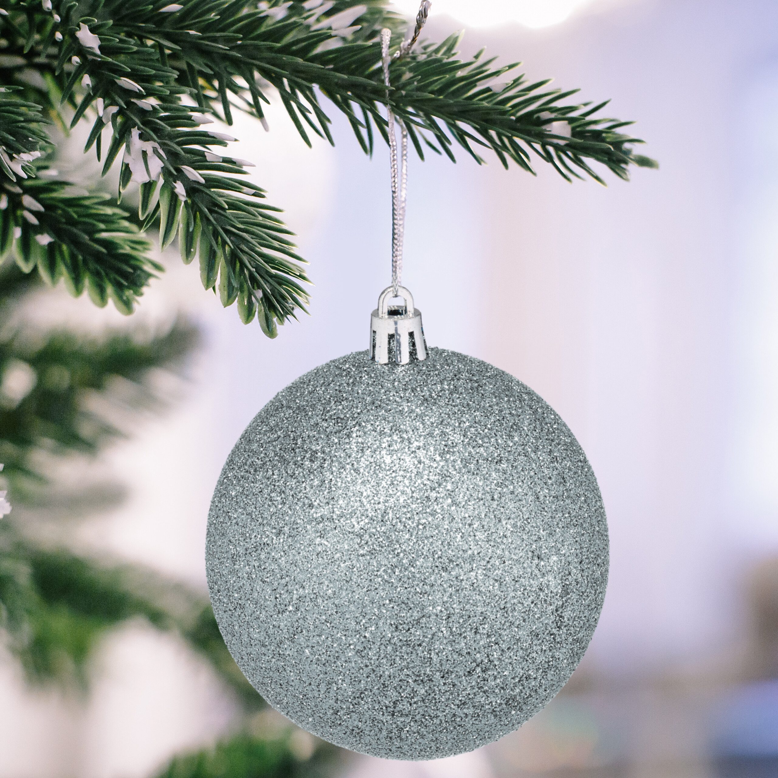 relaxdays Weihnachtsbaumkugel Weihnachtskugeln im 110er Set (110 St), silber – Bild 2 von 5