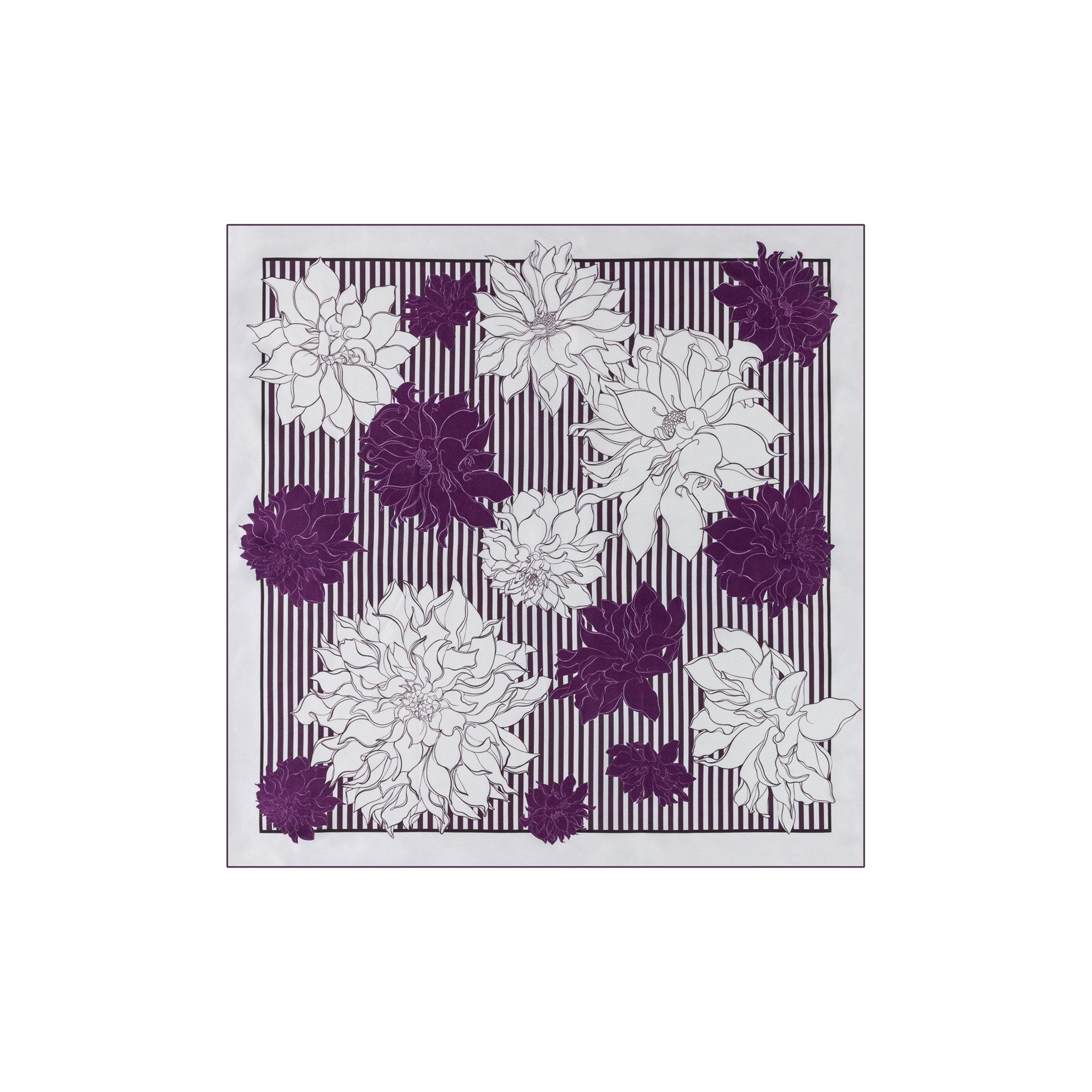 Roeckl Seidentuch Dahlias & Stripes, Seidentwill Tuch in floralem Design