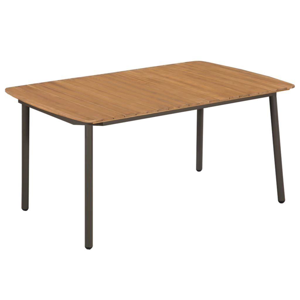 furnicato Gartentisch Garten-Esstisch aus Echtholz mit Stahlgestell 150x90x72 cm Braun (1-St), Witterungsbeständiger Outdoor-Tisch mit schützendem Öl-Finish