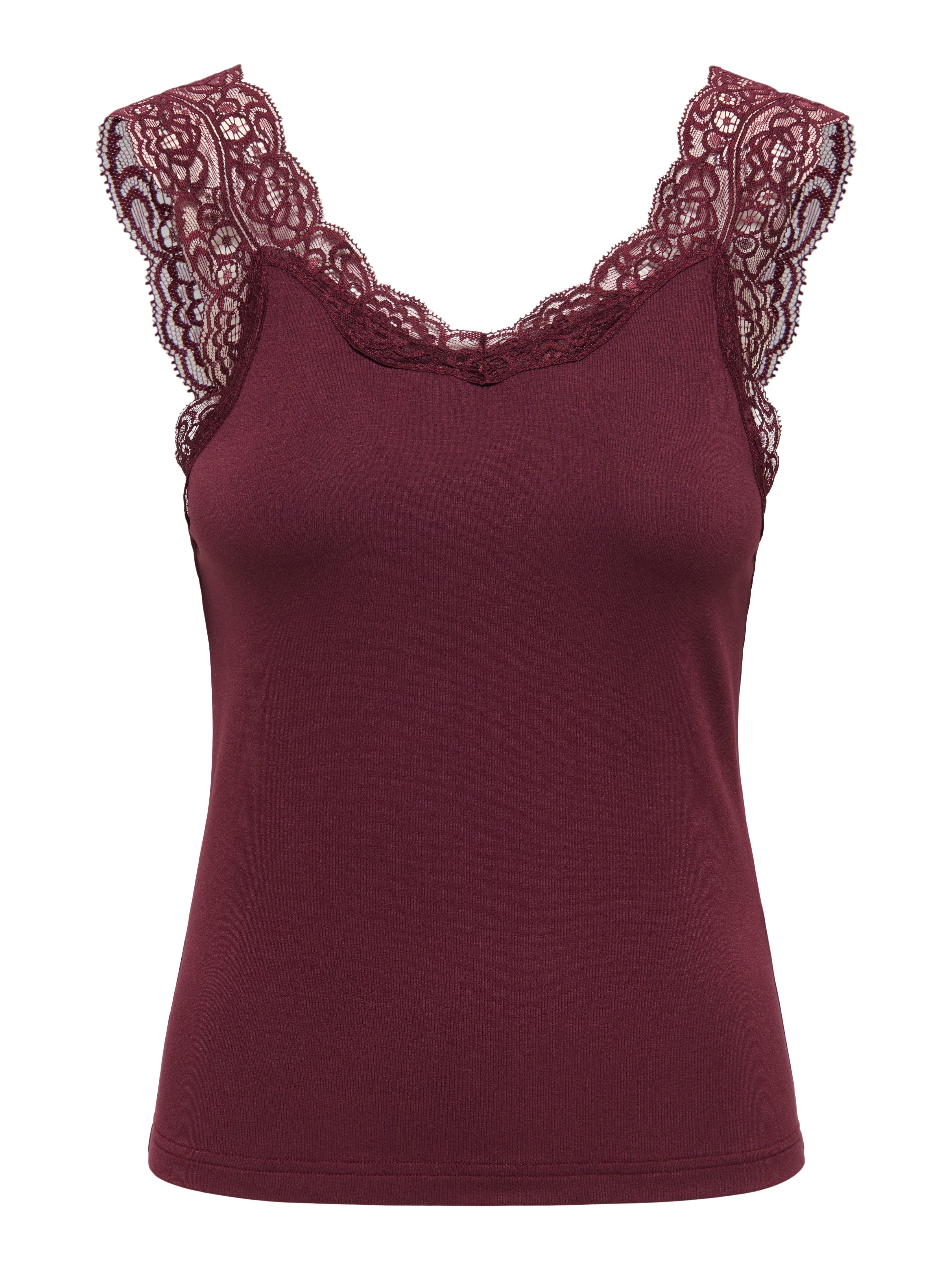 ONLY Spitzentop ONLLUNI TANK TOP WITH LACE DETAIL CS JRS Viskosemischung, regular fit