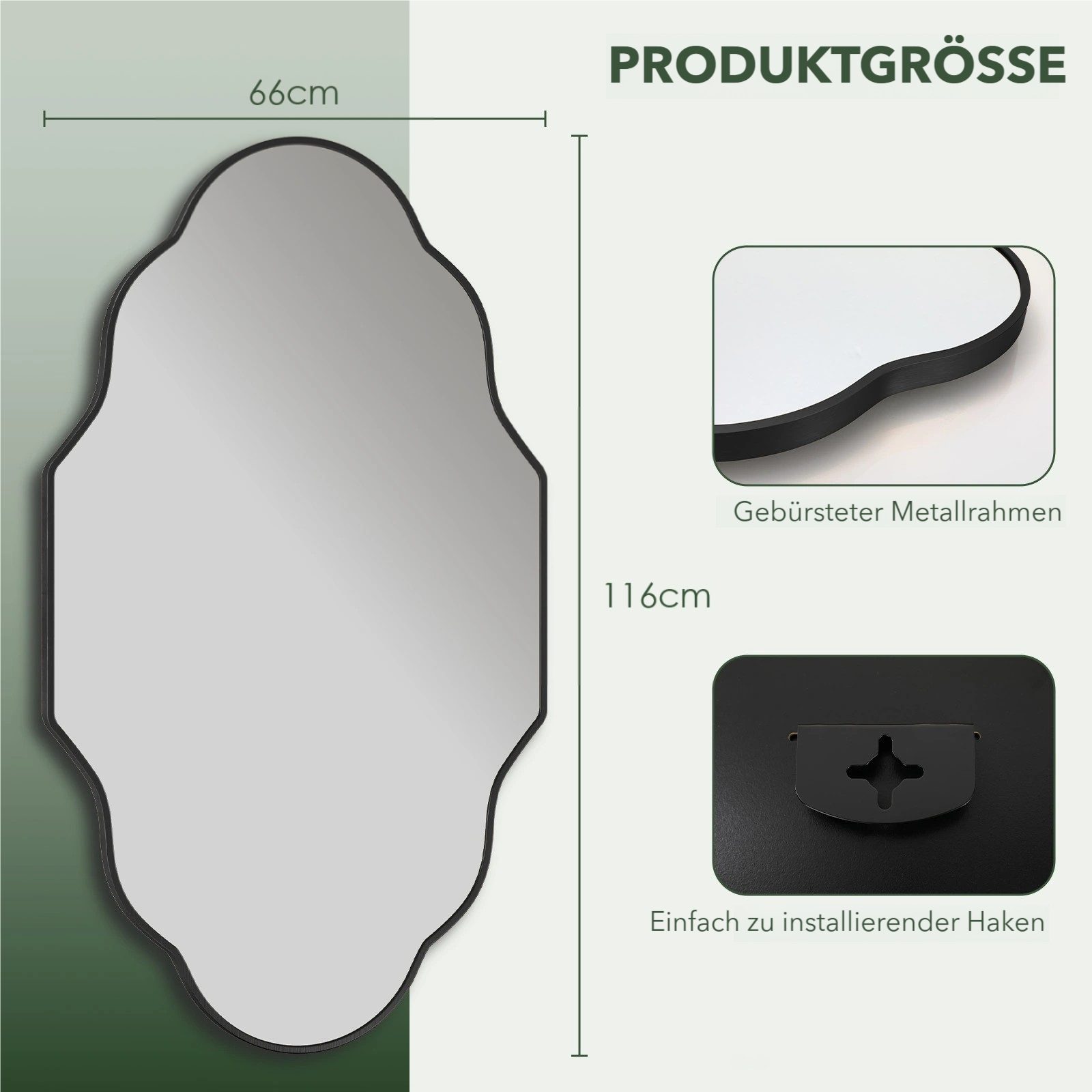 TLGREEN Dekospiegel 66x116cm Wandspiegel, (Lampionspiegel mit günstig online kaufen
