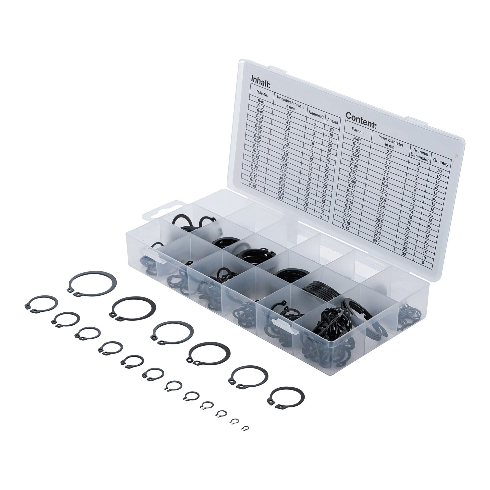 BGS technic Stecknuss BGS Außen-Seegerring-Sortiment (Sprengringe) Ø 3 - 32 mm 300-tlg.