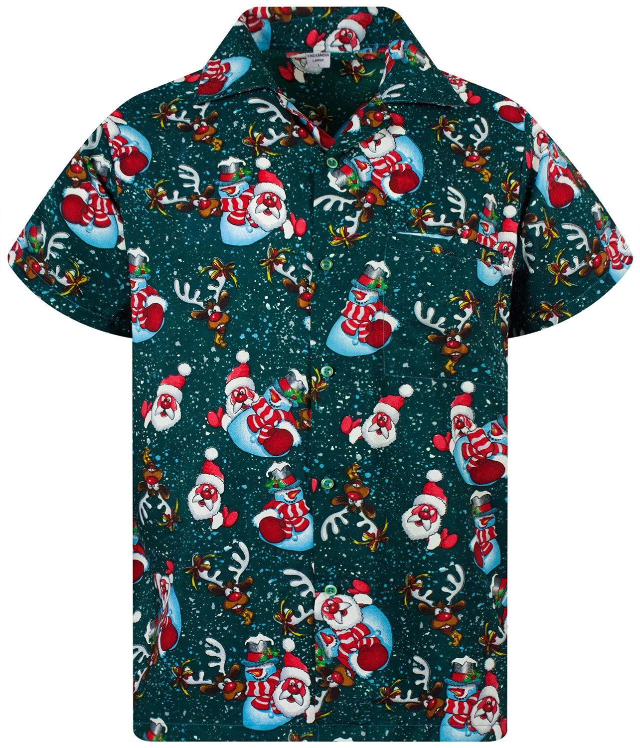King Kameha Hawaiihemd Christmas Snowflakes Funky Hawaii-Hemd Kurzarm Front günstig online kaufen