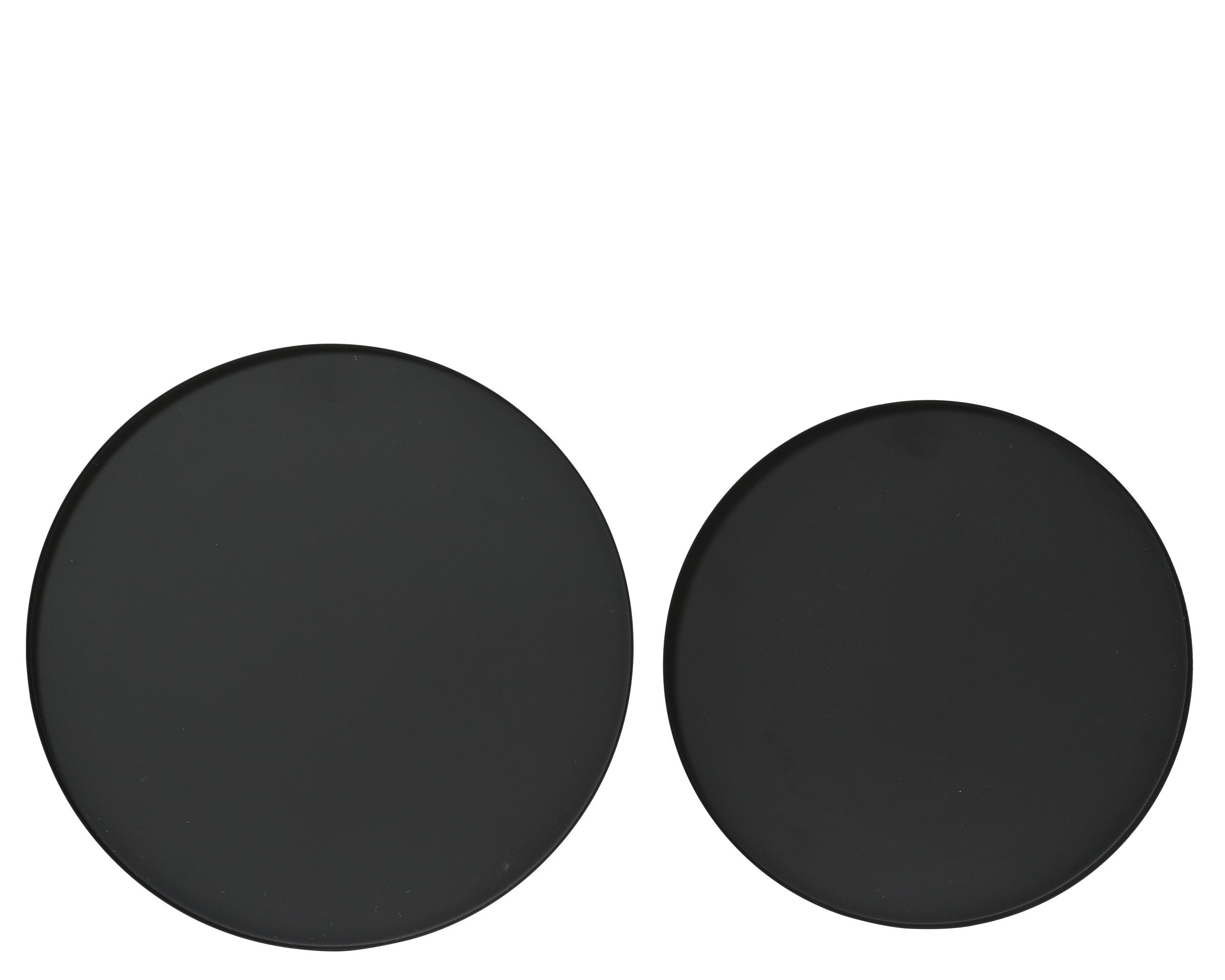 Decoris season decorations Dekotablett, Dekoratives Tablett rund Metall 30-35cm matt 2er Set - Schwarz