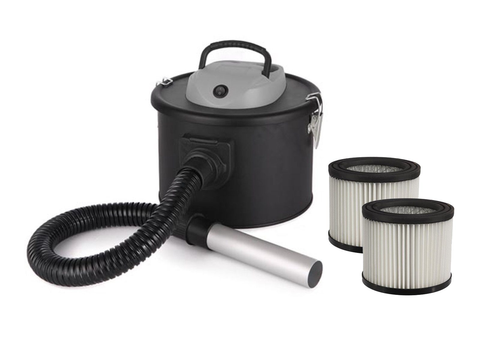 PEREL Aschesauger, 800 W, Edelstahl, für Kamin-Sauger Asche-Staubsauger ohne Beutel inklusive 2 Hepa Filter