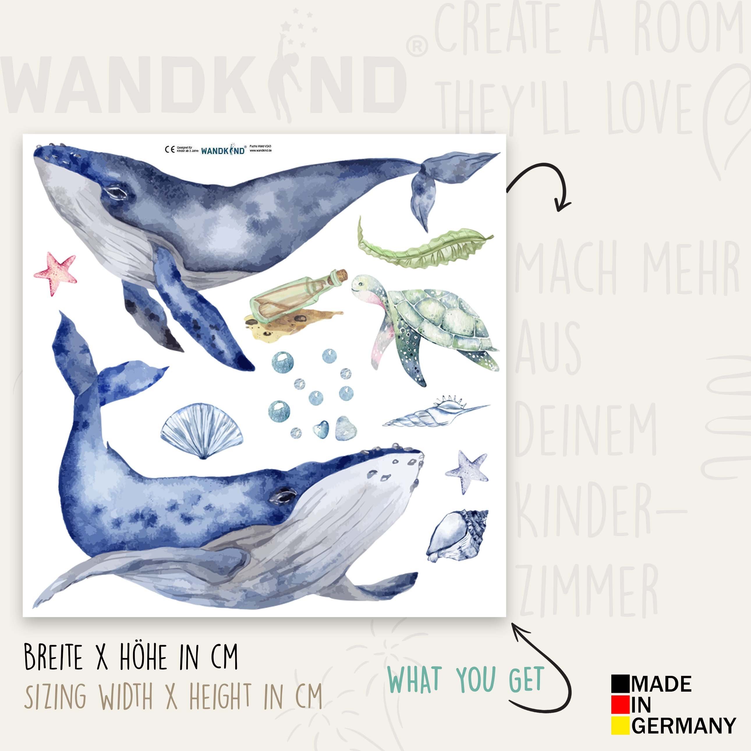 WANDKIND Wandtattoo Wal Ozean Set V230, rückstandslos ablösbar – Bild 3 von 5