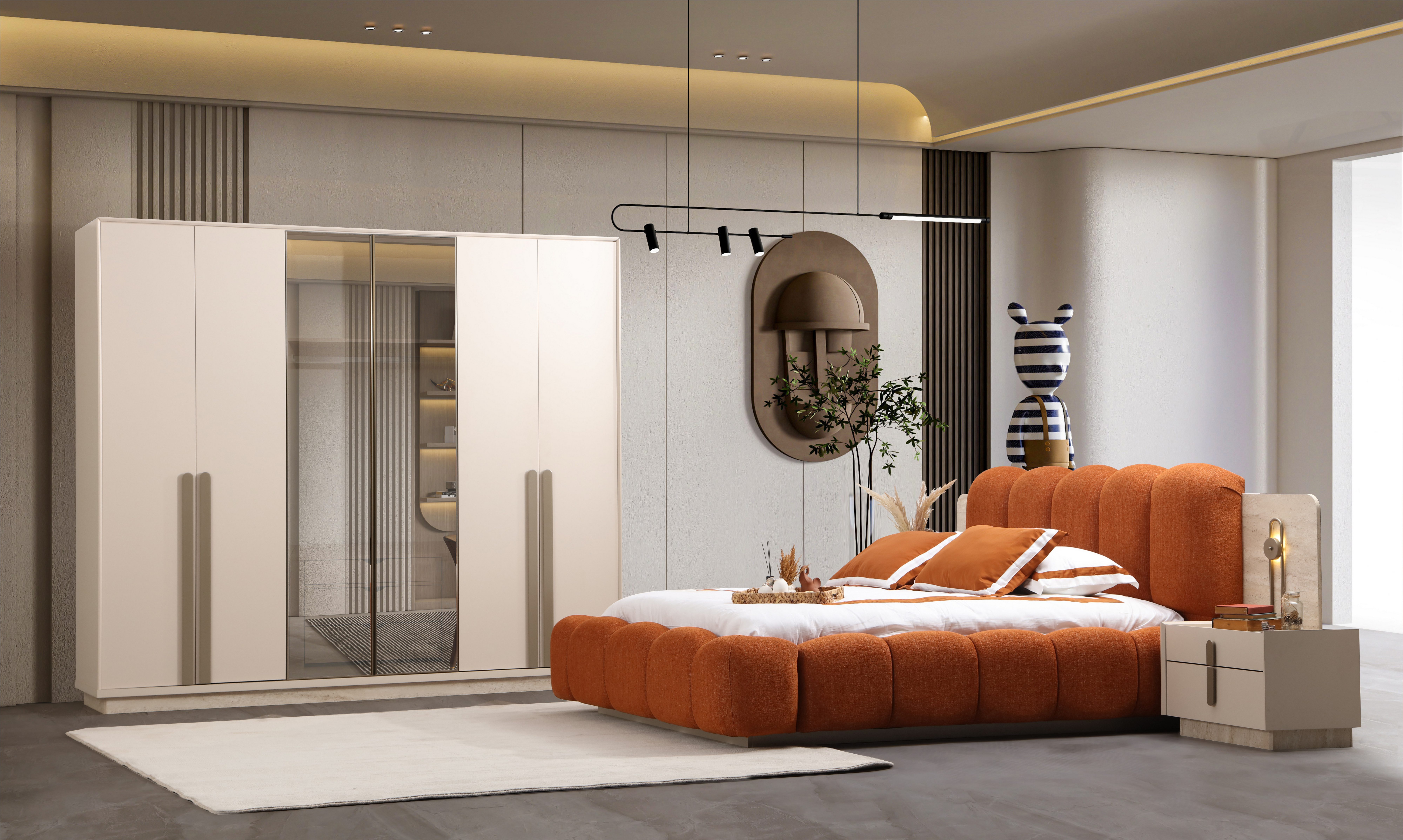 JulietHome Schlafzimmer-Set Amber, (Set, Kleiderschrank, Bett, Nachttische, günstig online kaufen