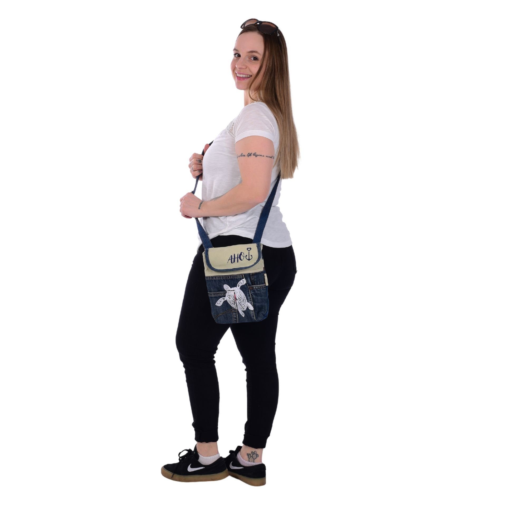 vegan Nachhaltige Stil, Bag Jeans Umhängetasche, Crossbody Kleine Maritim Umhängetasche Sunsa