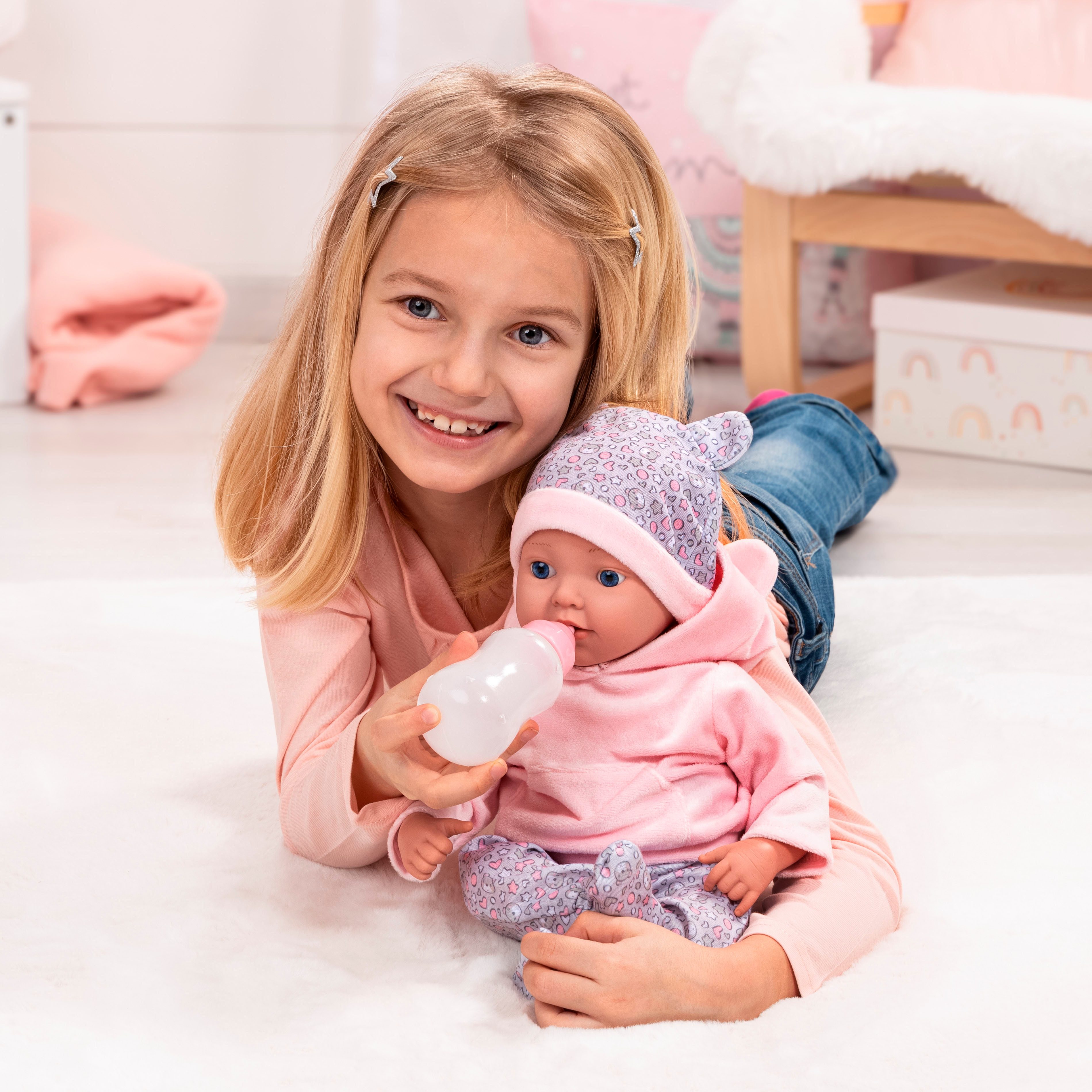 Bayer Babypuppe Reborn Baby, 38 cm Bärenmuster (4-tlg) günstig online kaufen